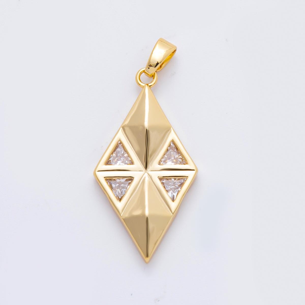 Dainty Gold Cubic Rhombus Cubic Pendant 18k Gold Filled Modern Geometric Charm for Necklace Component AF-A1121