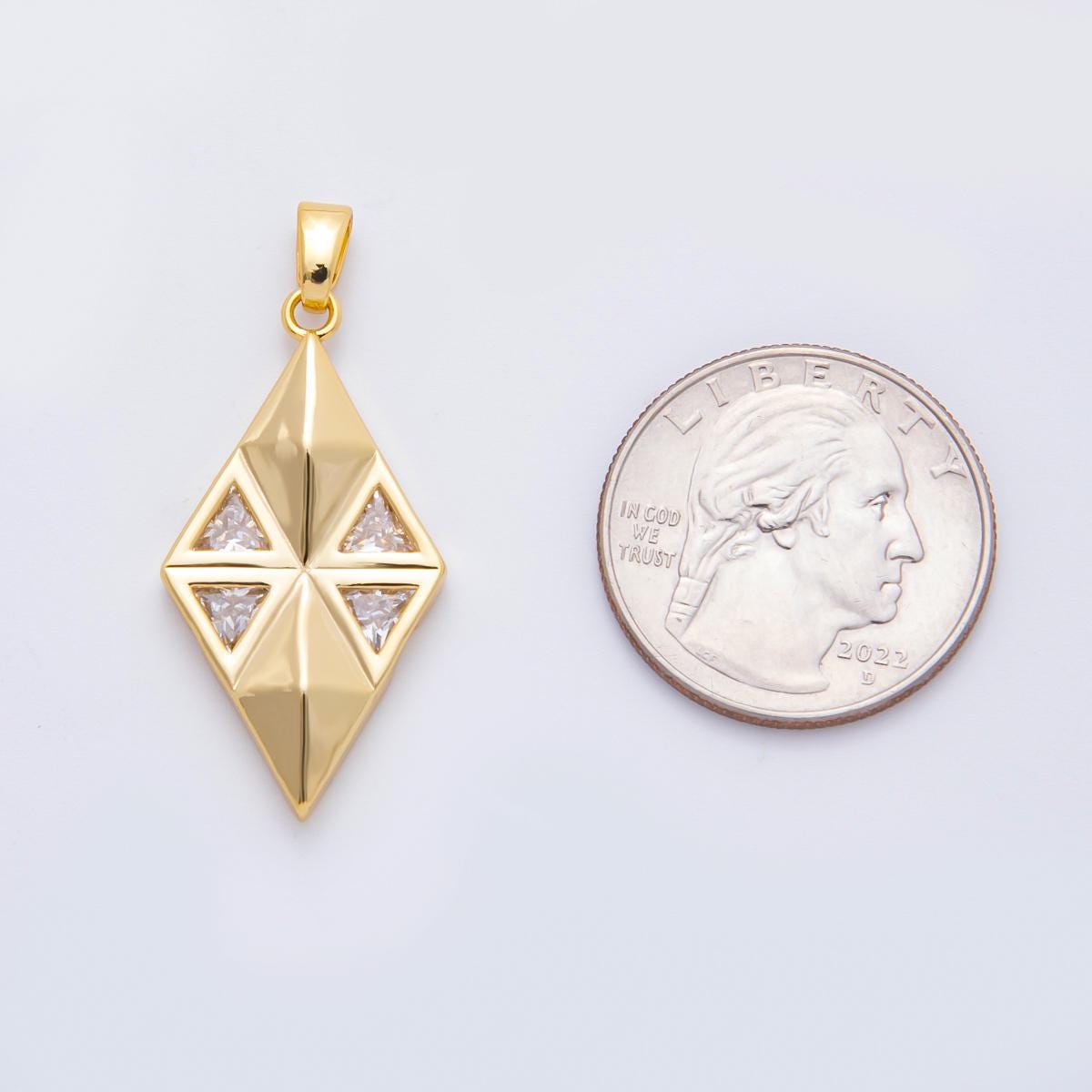Dainty Gold Cubic Rhombus Cubic Pendant 18k Gold Filled Modern Geometric Charm for Necklace Component AF-A1121
