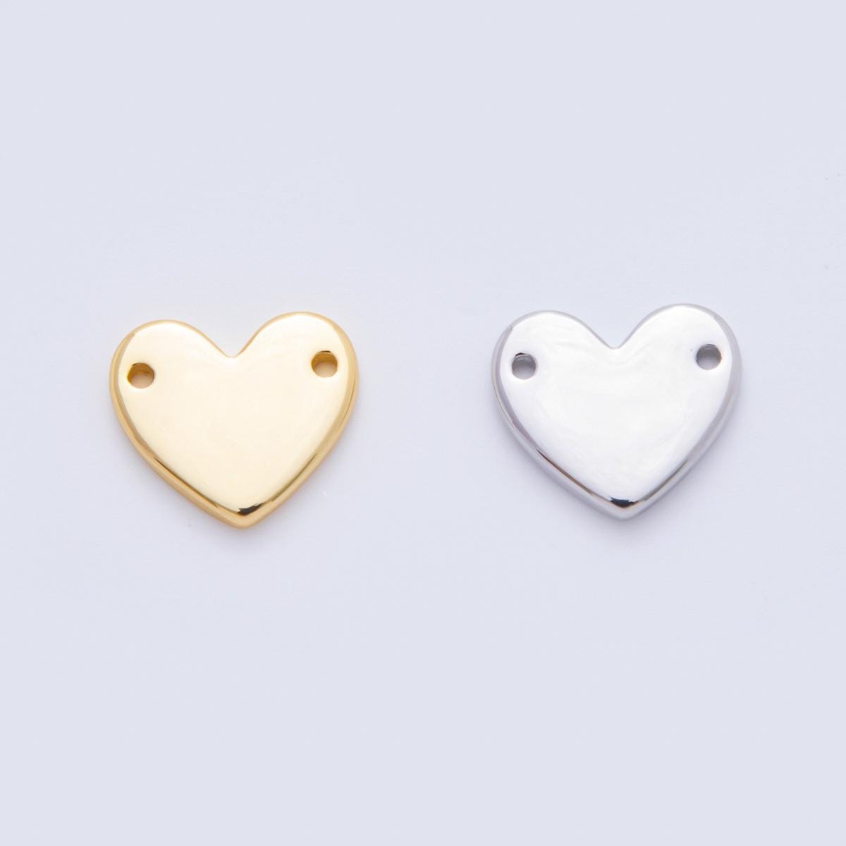 18K Gold Filled Flat Heart Charm Connector with Double hole for Necklace Bracelet Component Y-160