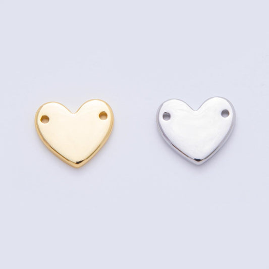 18K Gold Filled Flat Heart Charm Connector with Double hole for Necklace Bracelet Component Y-160