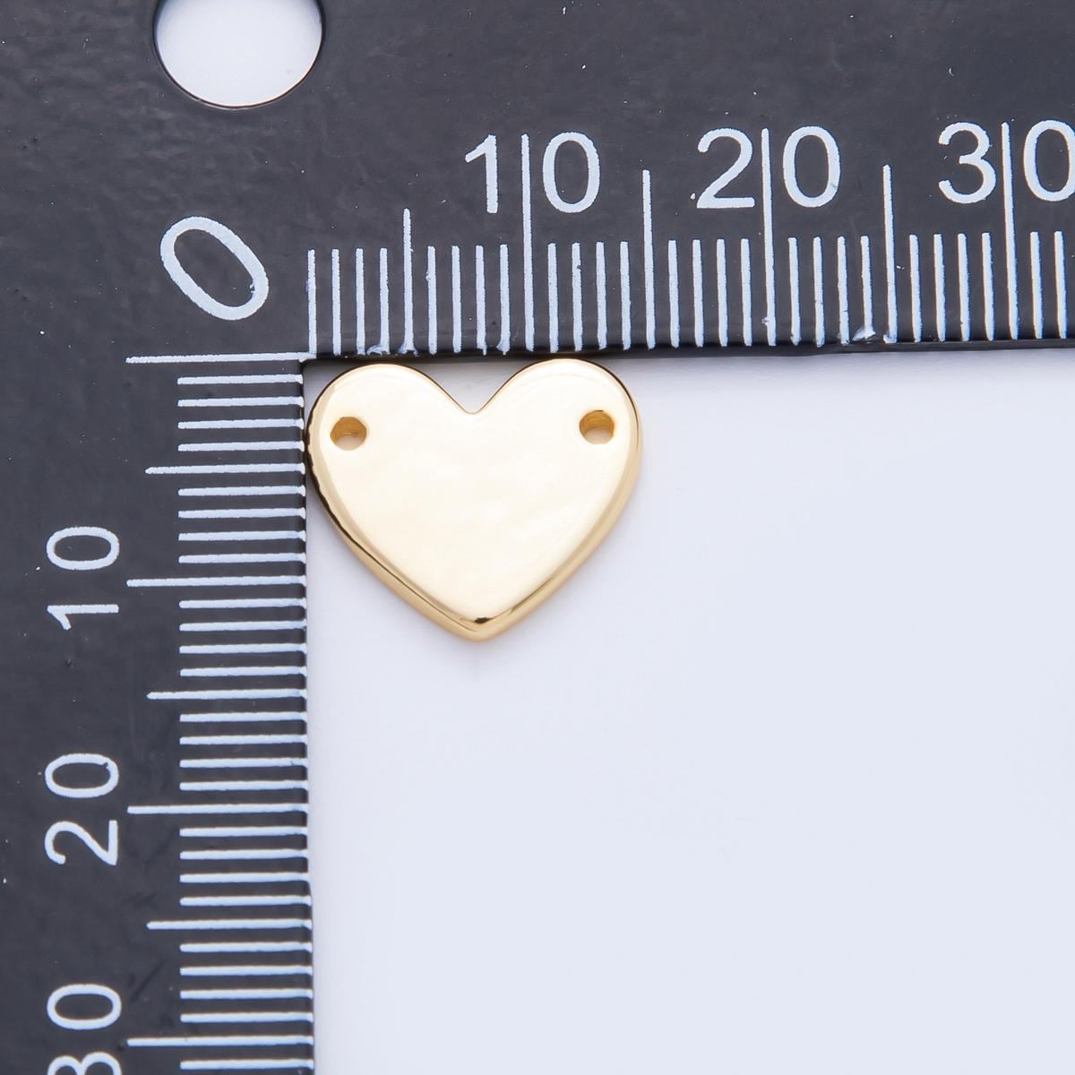 18K Gold Filled Flat Heart Charm Connector with Double hole for Necklace Bracelet Component Y-160