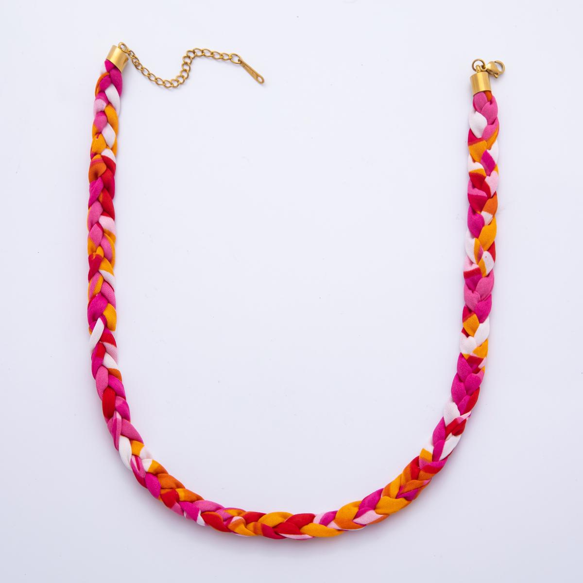 Colorful Scarf Necklace 17 inch Make your own Scarf Necklace Charm Jewelry Supply with PVD Gold Stainless Clasp wa-875