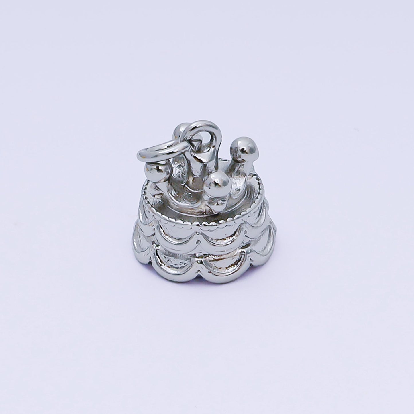 24K Gold Filled 11mm Birthday 2-Layered Cake Charm in Gold & Silver | AH-587