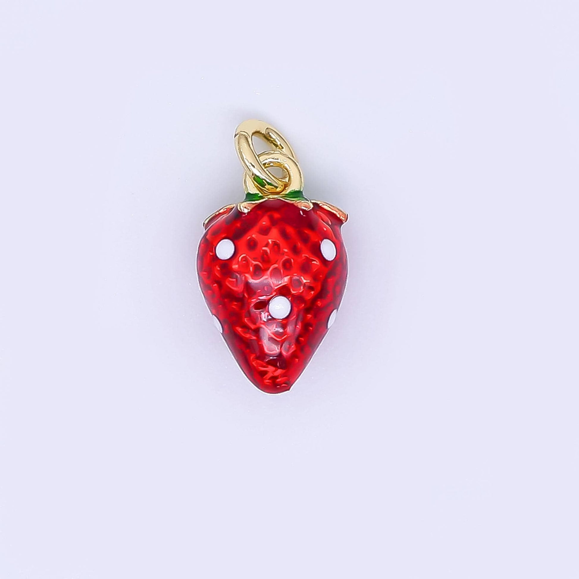 24K Gold Filled 11.5mm Glass Art Sweet Red Strawberry Fruit Charm | N-987