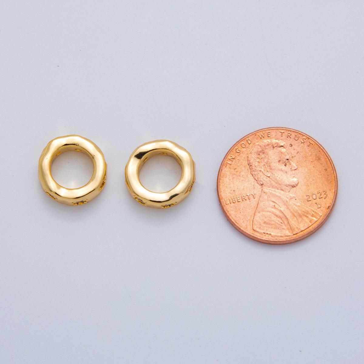 18k gold filled rondelle big hole spacer beads, large hole spacer beads sliding beads with CZ Stone for charm necklace bracelet AF-1017