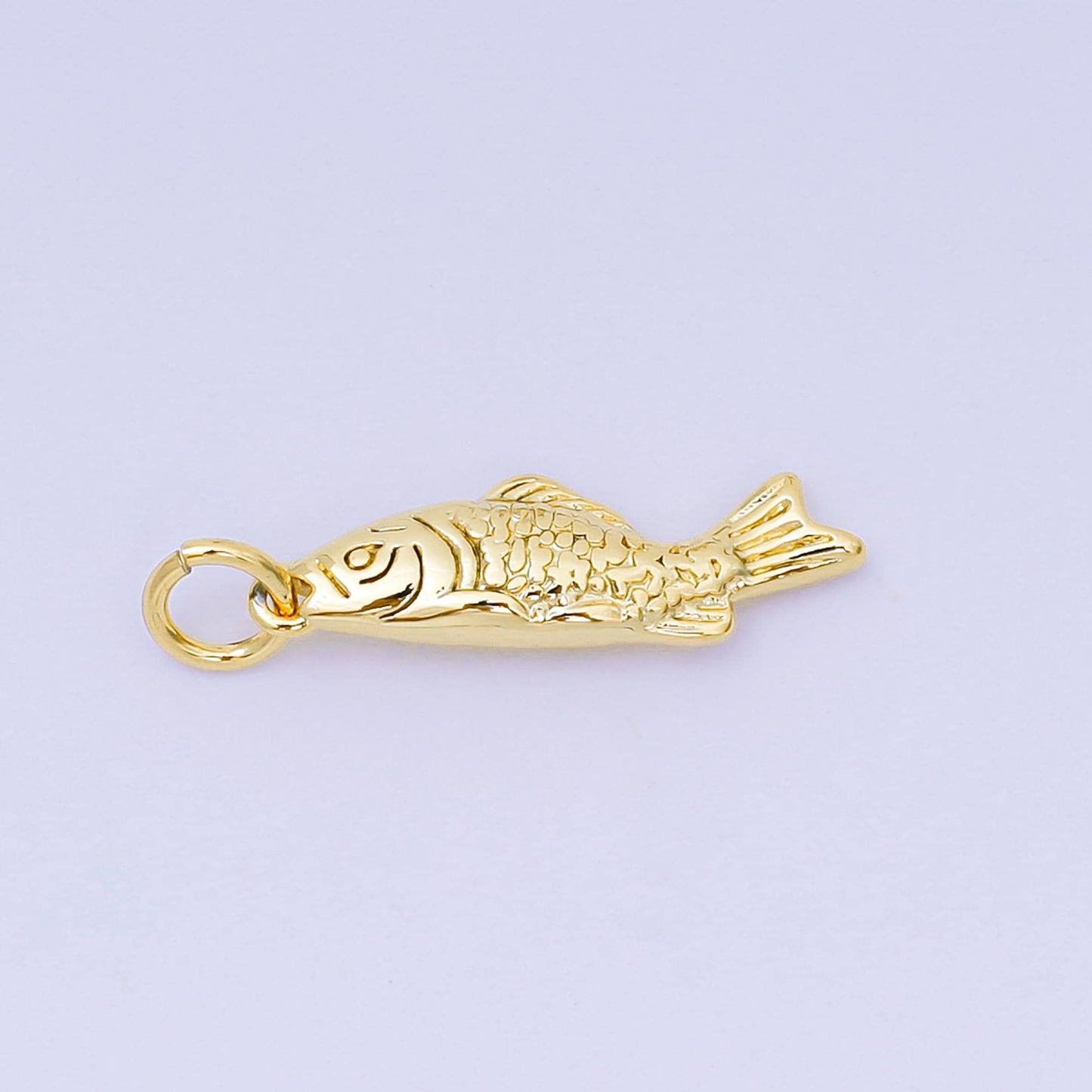 Gold Sardine Charm 24K Gold Filled Fisher man Pendant Animal Fish Bracelet Necklace for DIY Jewelry Making Supply AJ-381