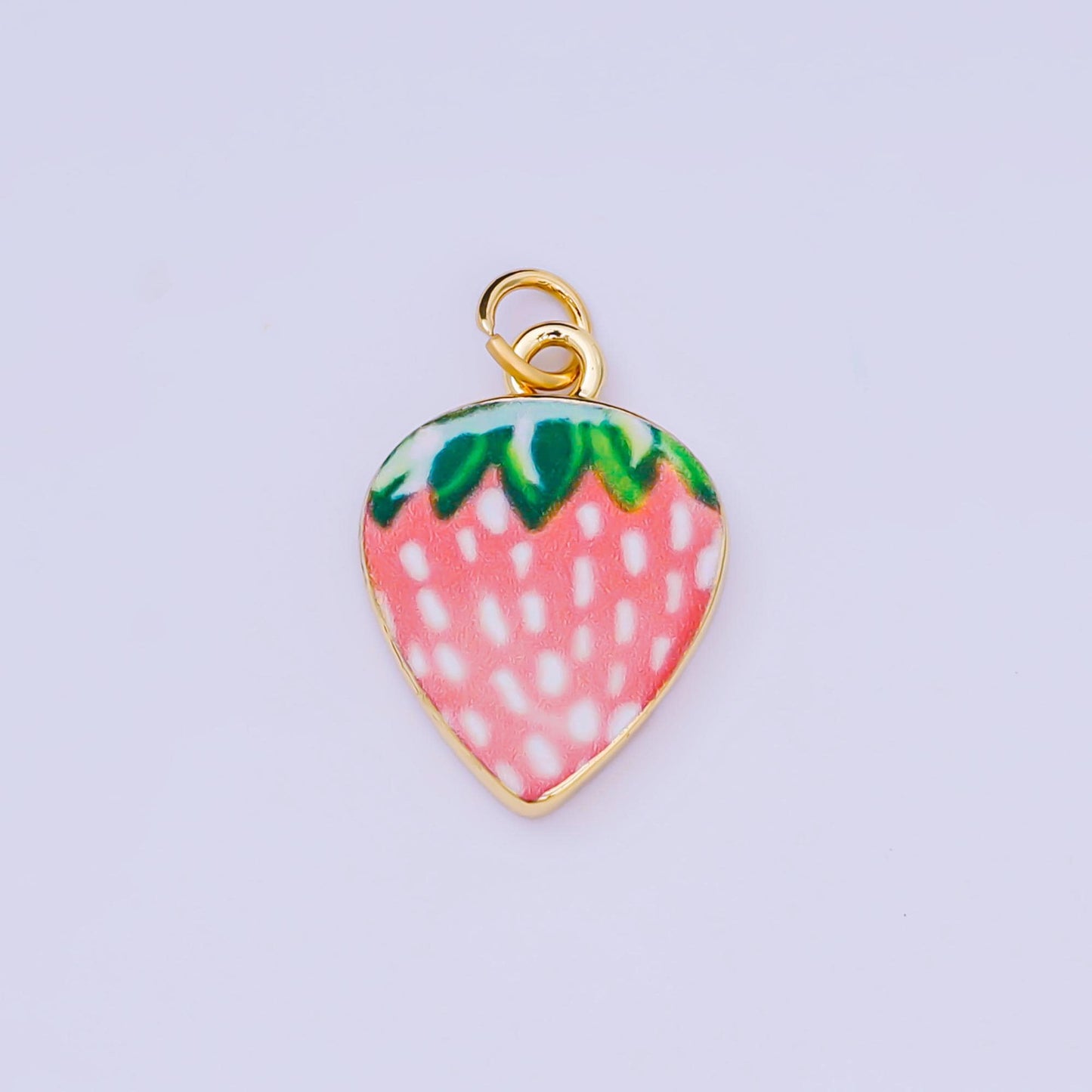 Strawberry Charms – Hand Painted Enamel Fruit Pendants Foodies Summer Inspired Jewelry Making Supplies AJ-512