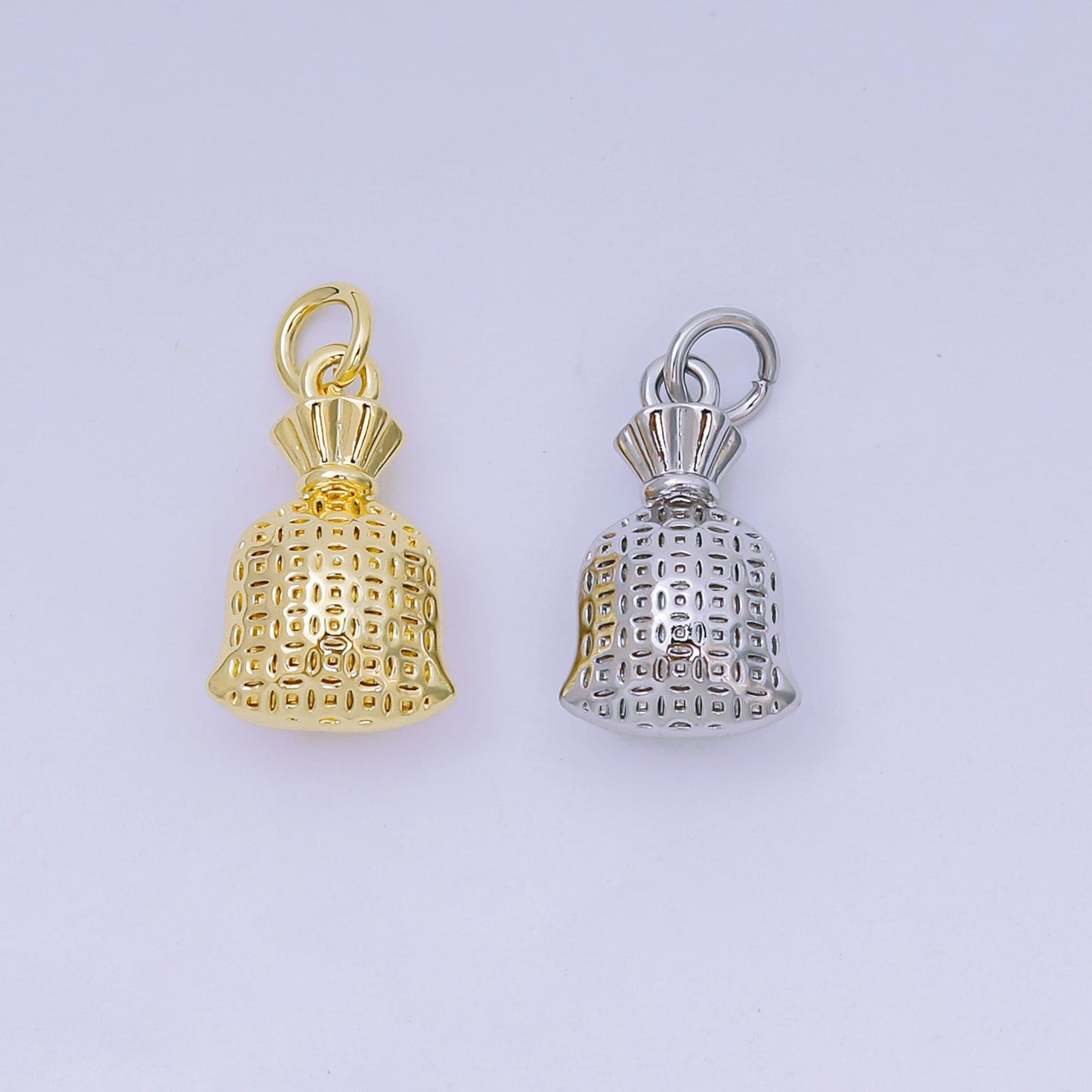 Clear cz micro paved 24k gold filled money bag charm AJ-485