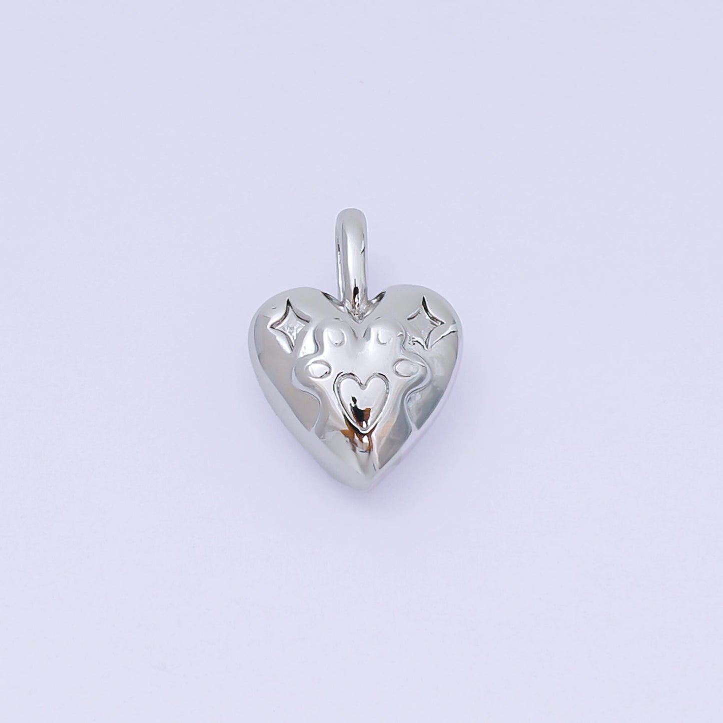 Mini gold heart charm pendant puffy heart charm silver 3d gold heart charm for bracelet necklace earring supply valentine gift idea AH-517