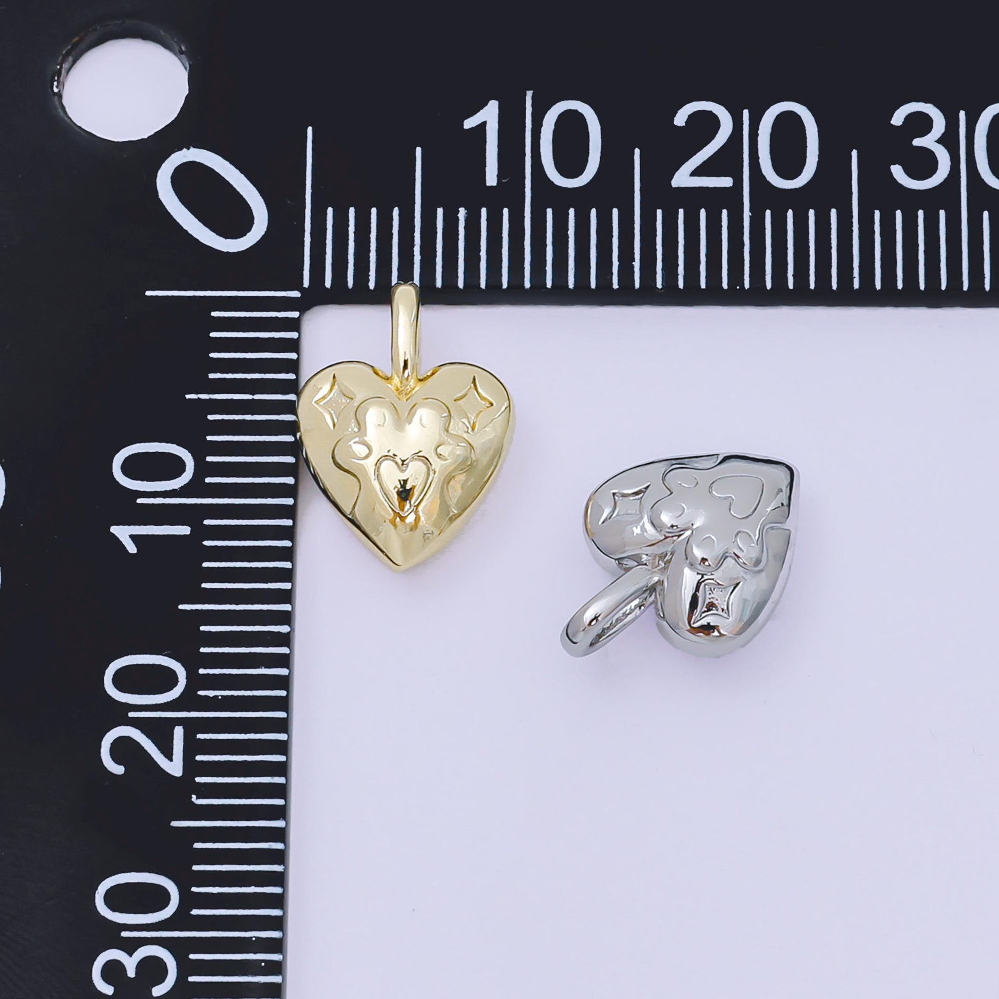 Mini gold heart charm pendant puffy heart charm silver 3d gold heart charm for bracelet necklace earring supply valentine gift idea AH-517