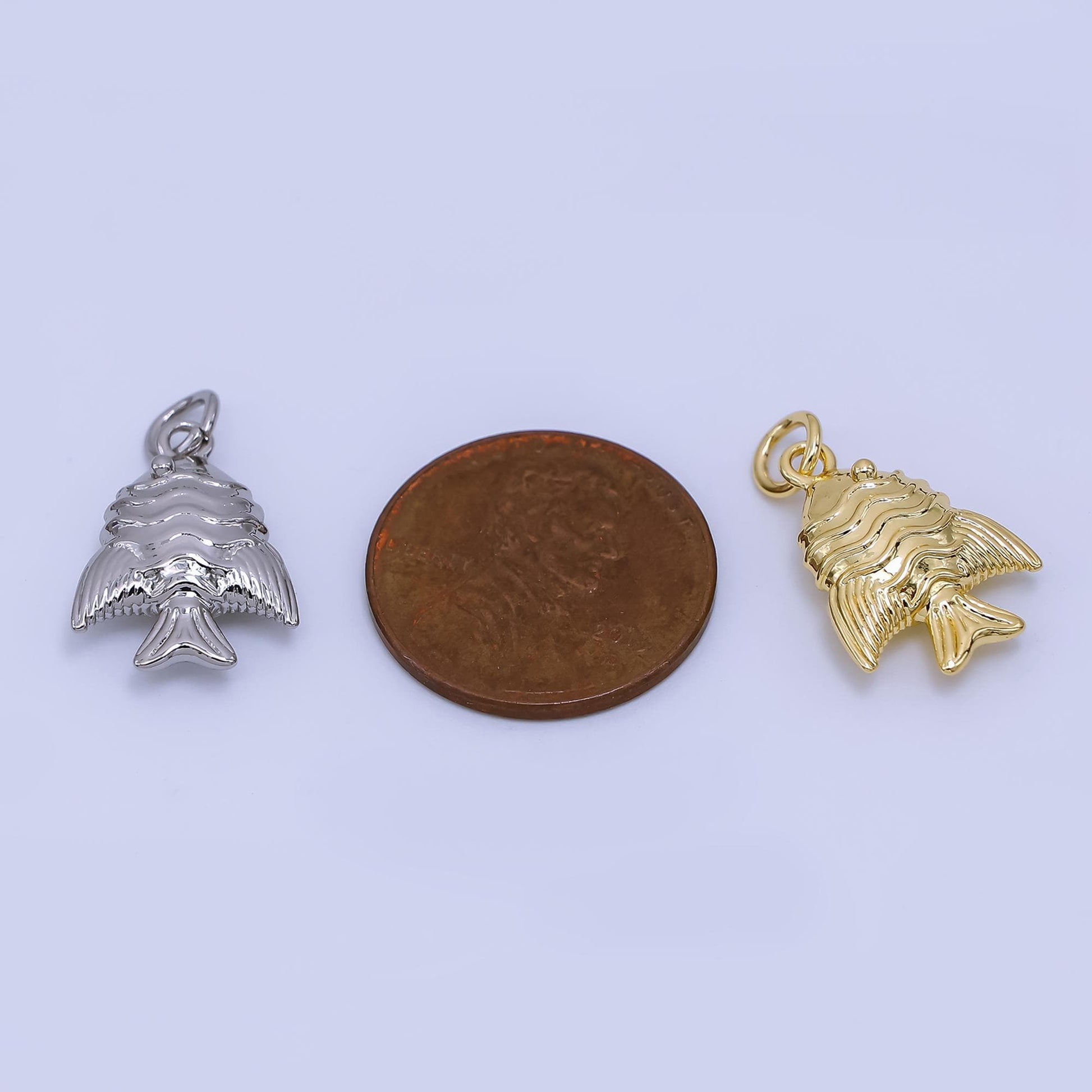 Gold & Silver Fish Charms – Ocean Inspired Pendant for DIY Jewelry, Nautical Tropical Fish Charm, Beach Theme Necklace Supplies AJ-481