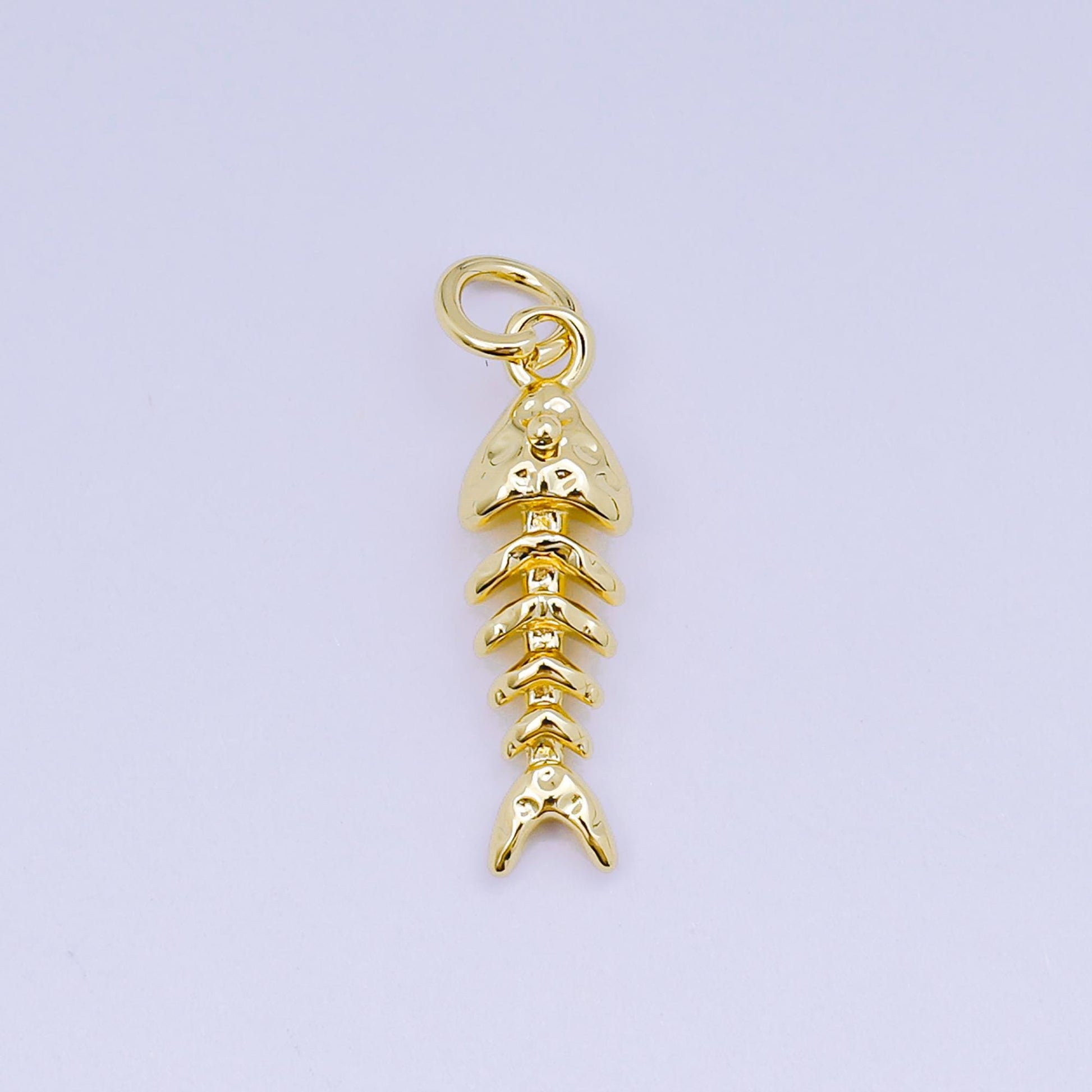 24K Gold Filled Fish Bones Pendant,Dainty Fish Bones Charm Bracelet Necklace for DIY Jewelry Making SupplY AJ-475