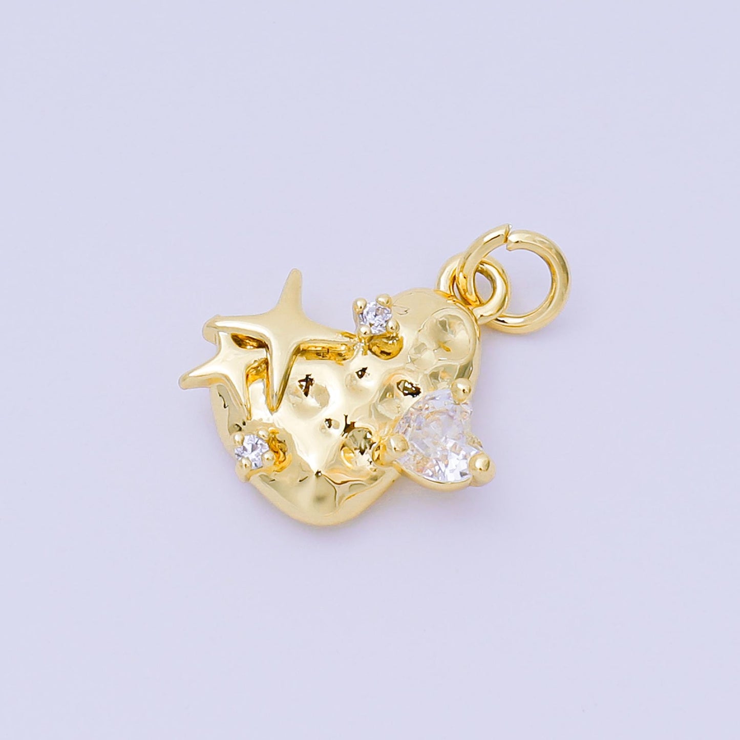 24k gold filled clear cz molten heart pendant in gold & silver Star | aj-476