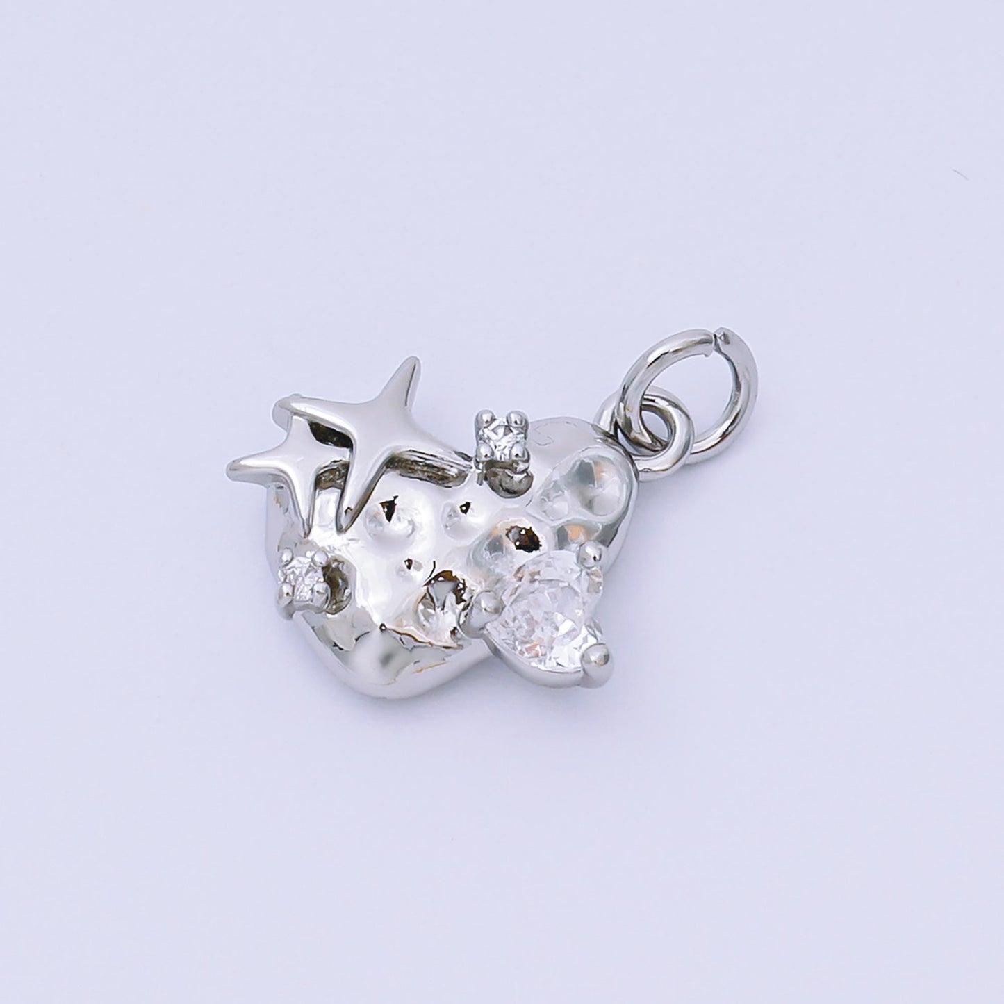 24k gold filled clear cz molten heart pendant in gold & silver Star | aj-476