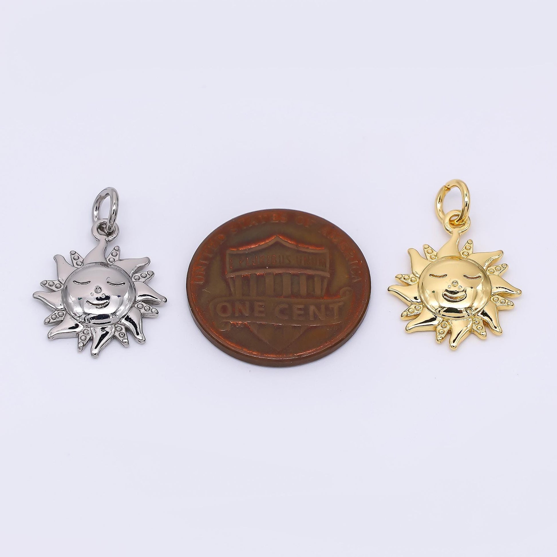 24K Gold Filled 16mm Face Sun Charm in Gold & Silver | M-674