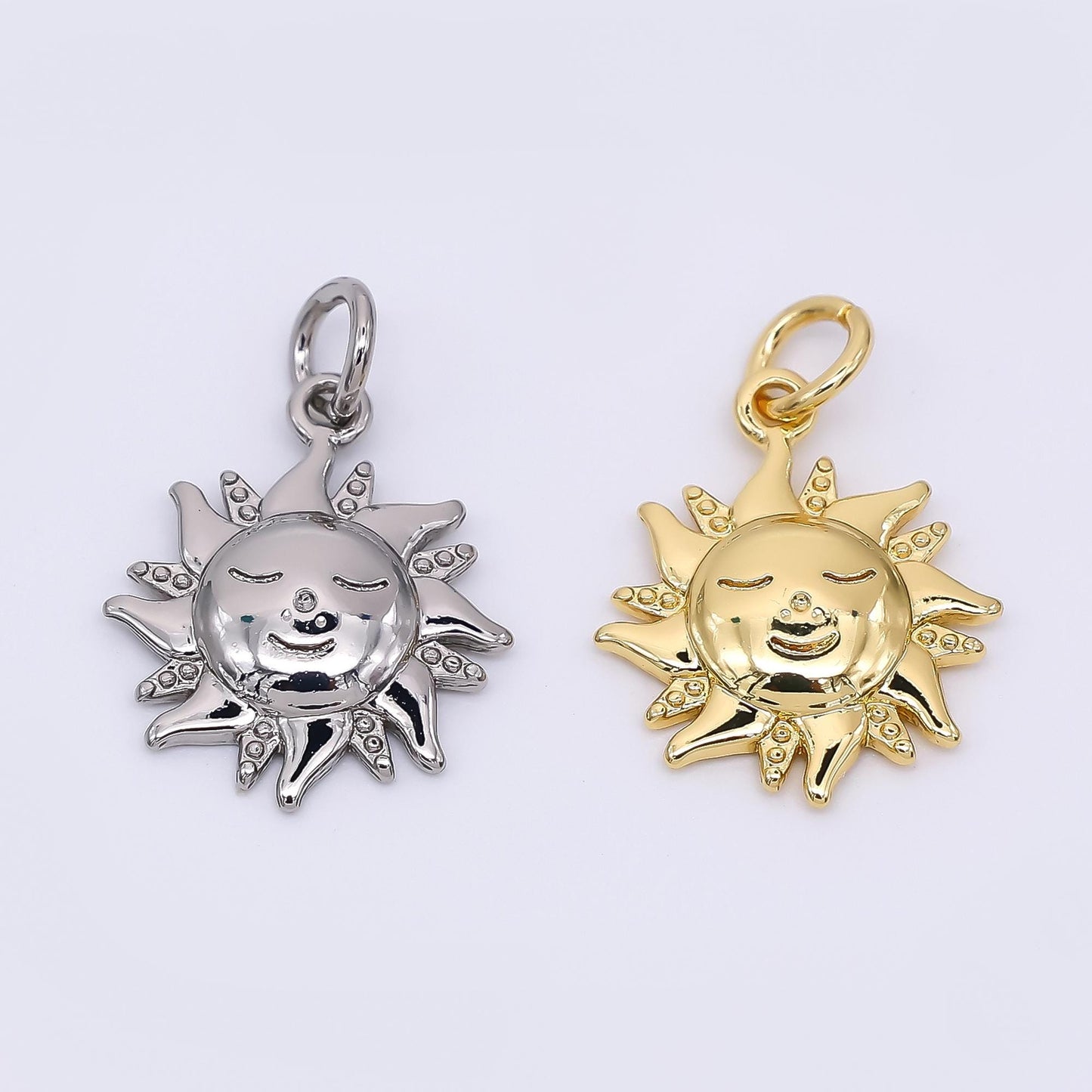 24K Gold Filled 16mm Face Sun Charm in Gold & Silver | M-674