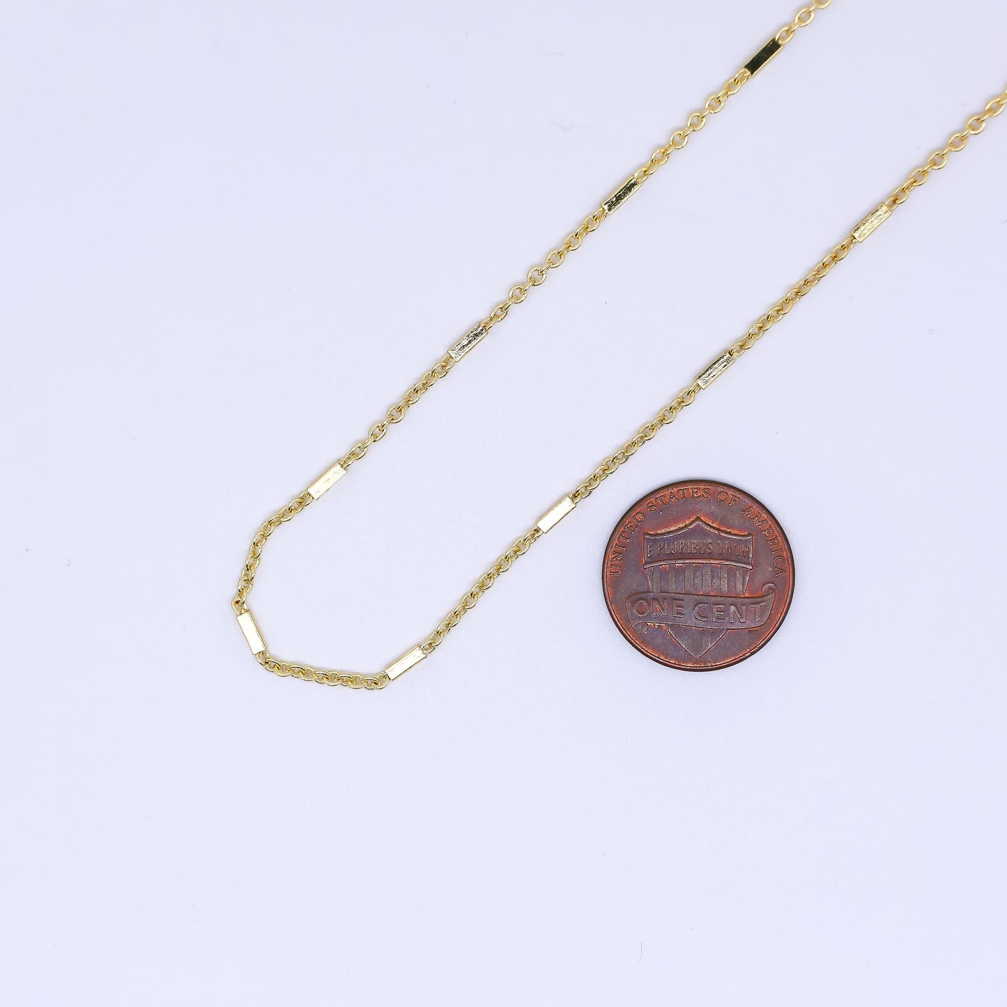 24k Gold Filled Tube Chain DIY Bar Chain Wholesale Stick Cable Link Chain Findings Bar Link Chain by Yard Roll-1651