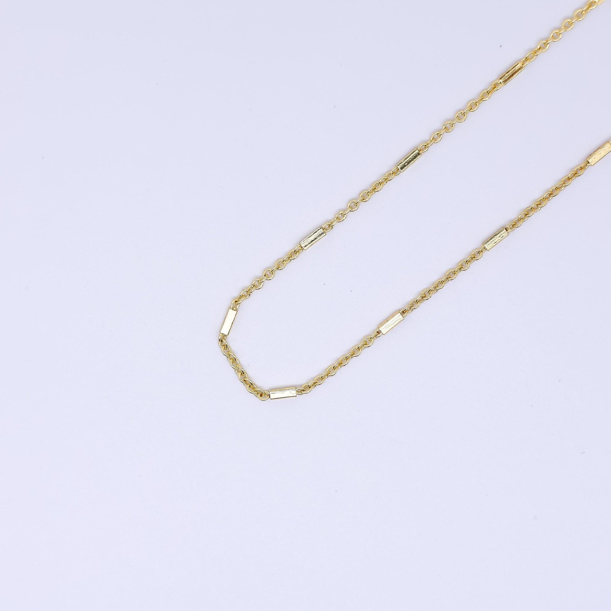 24k Gold Filled Tube Chain DIY Bar Chain Wholesale Stick Cable Link Chain Findings Bar Link Chain by Yard Roll-1651