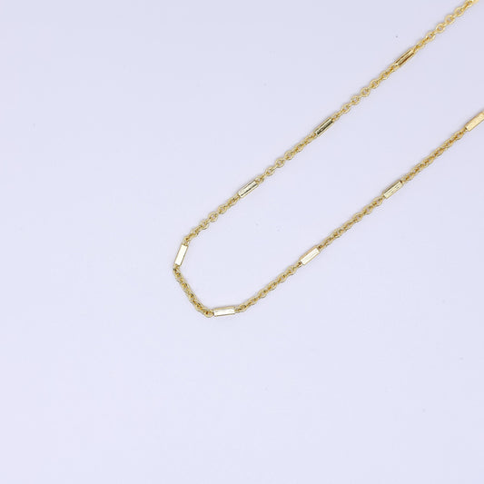 24k Gold Filled Tube Chain DIY Bar Chain Wholesale Stick Cable Link Chain Findings Bar Link Chain by Yard Roll-1651