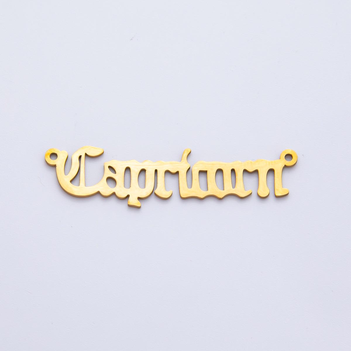 PVD Gold Stainless Steel English font astrology zodiac charms connector for necklace bracelet link, personalized jewelry wholesale A-1341