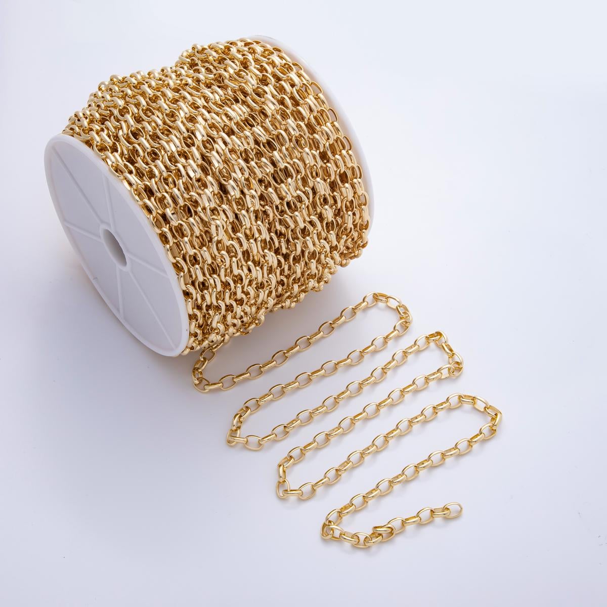Big Curb Gold Oval Chain, Thick Link Chain by the Yard Wholesale Chain Jewelry Supplies ROLL-1689
