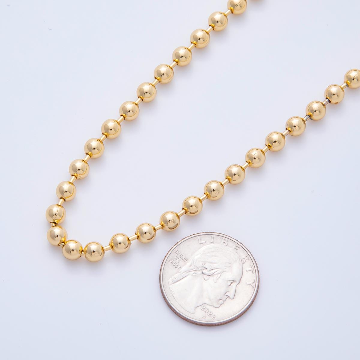 5mm ball beads 16k Gold Filled chain by yard, special chain Ball chain, round beads chain for diy craft Roll-1688