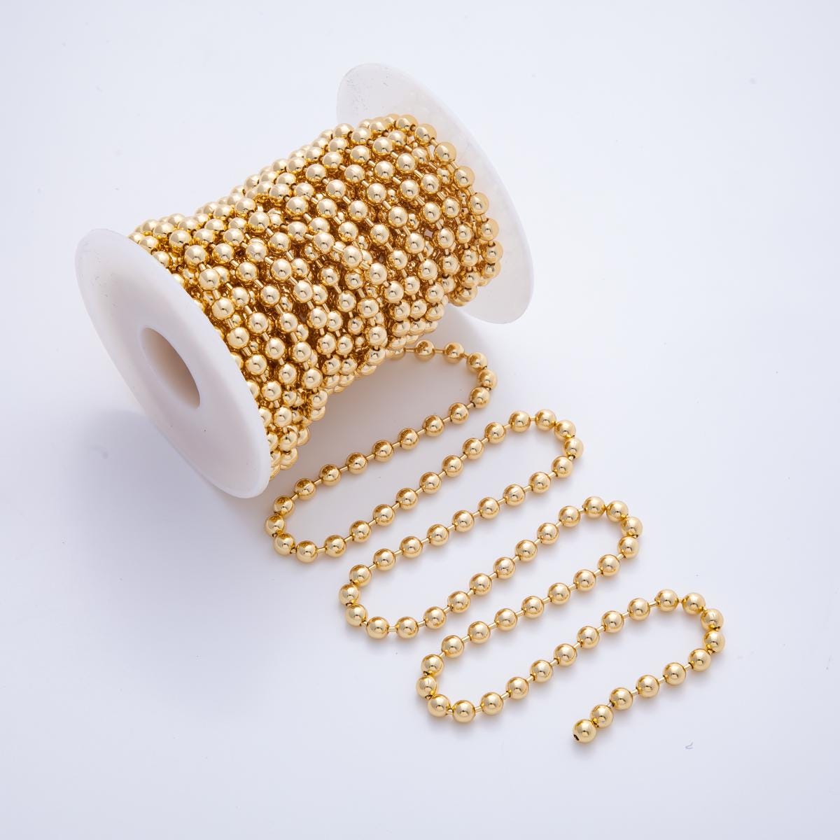 5mm ball beads 16k Gold Filled chain by yard, special chain Ball chain, round beads chain for diy craft Roll-1688