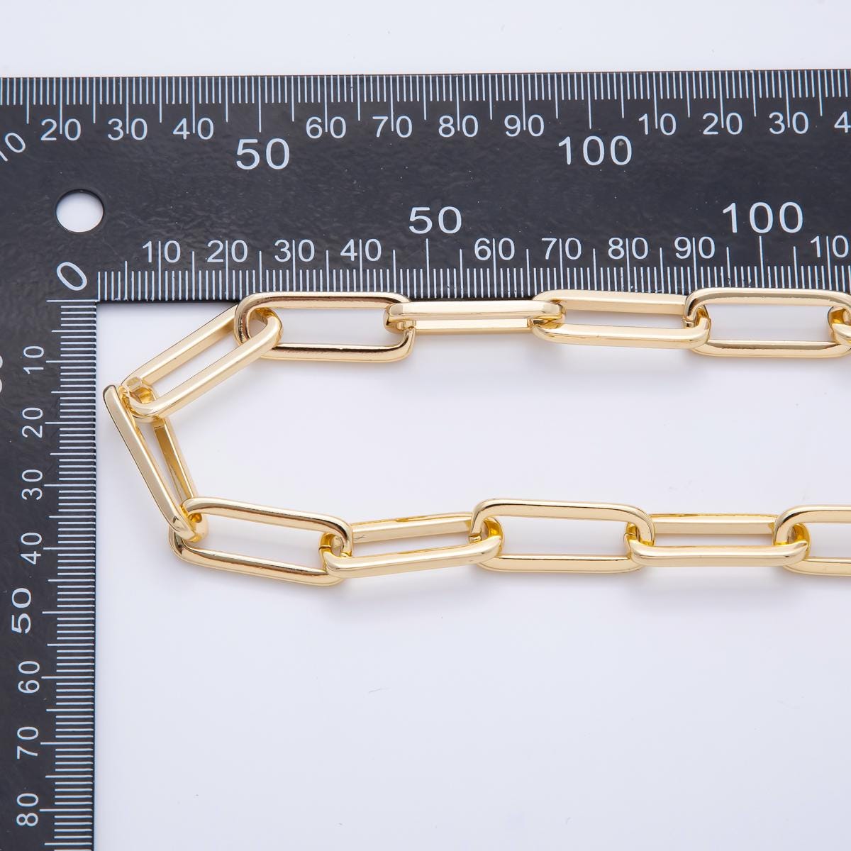 Paper Clip Gold Elongated Chain Thick Link Chain by the Yard Wholesale Chain Jewelry Supplies ROLL-1690