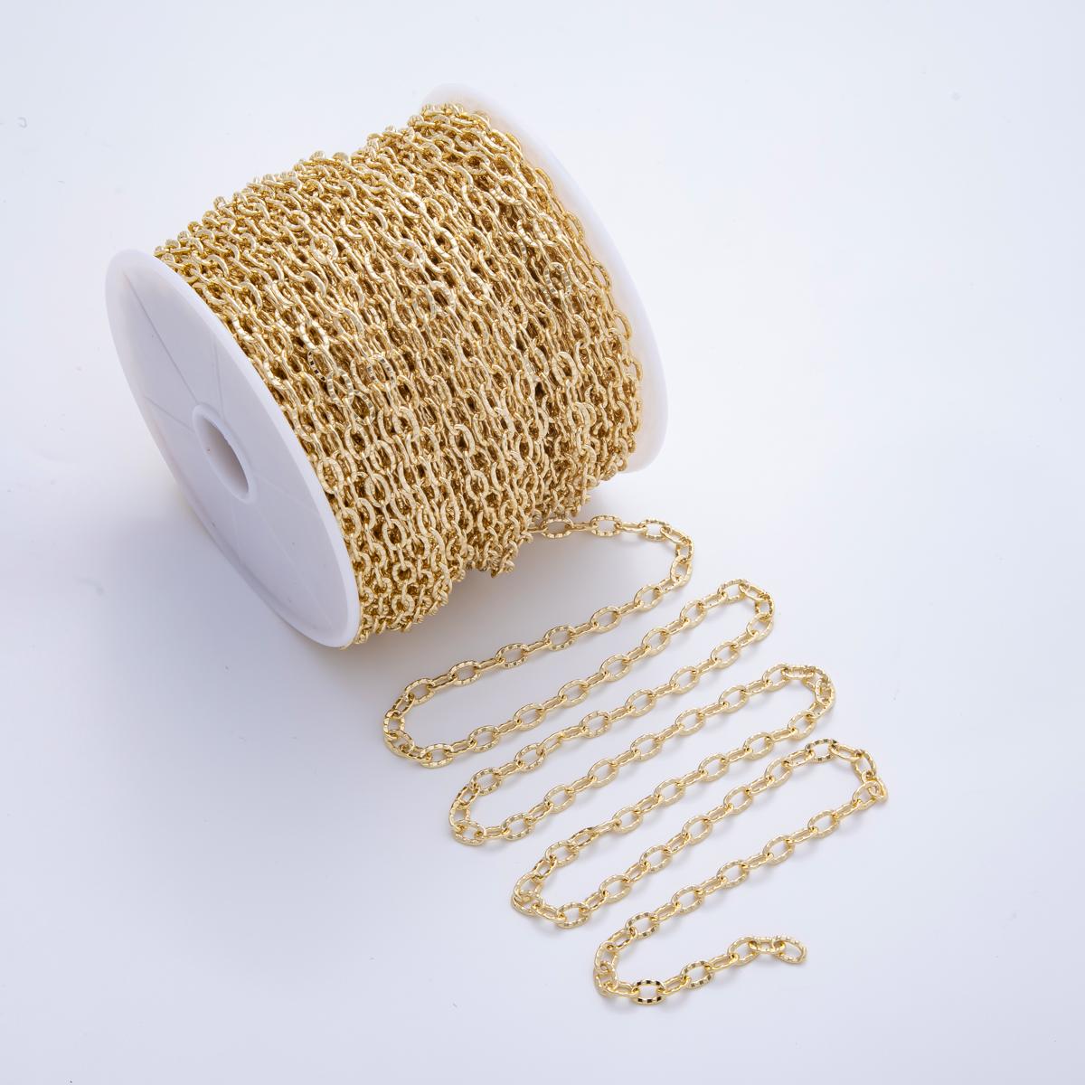Dainty gold Rolo cable chain by yard, delicate rolo cable chain, thin textured wholesale bulk roll chain for jewelry making ROLL-1697