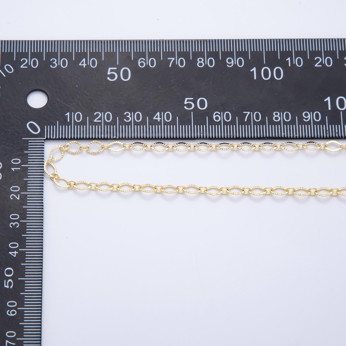 Dainty Gold Oval Rolo Chain by Yard, Sunburst Stamp Oval Link, Wholesale bulk Roll Chain for Jewelry Making ROLL-1698