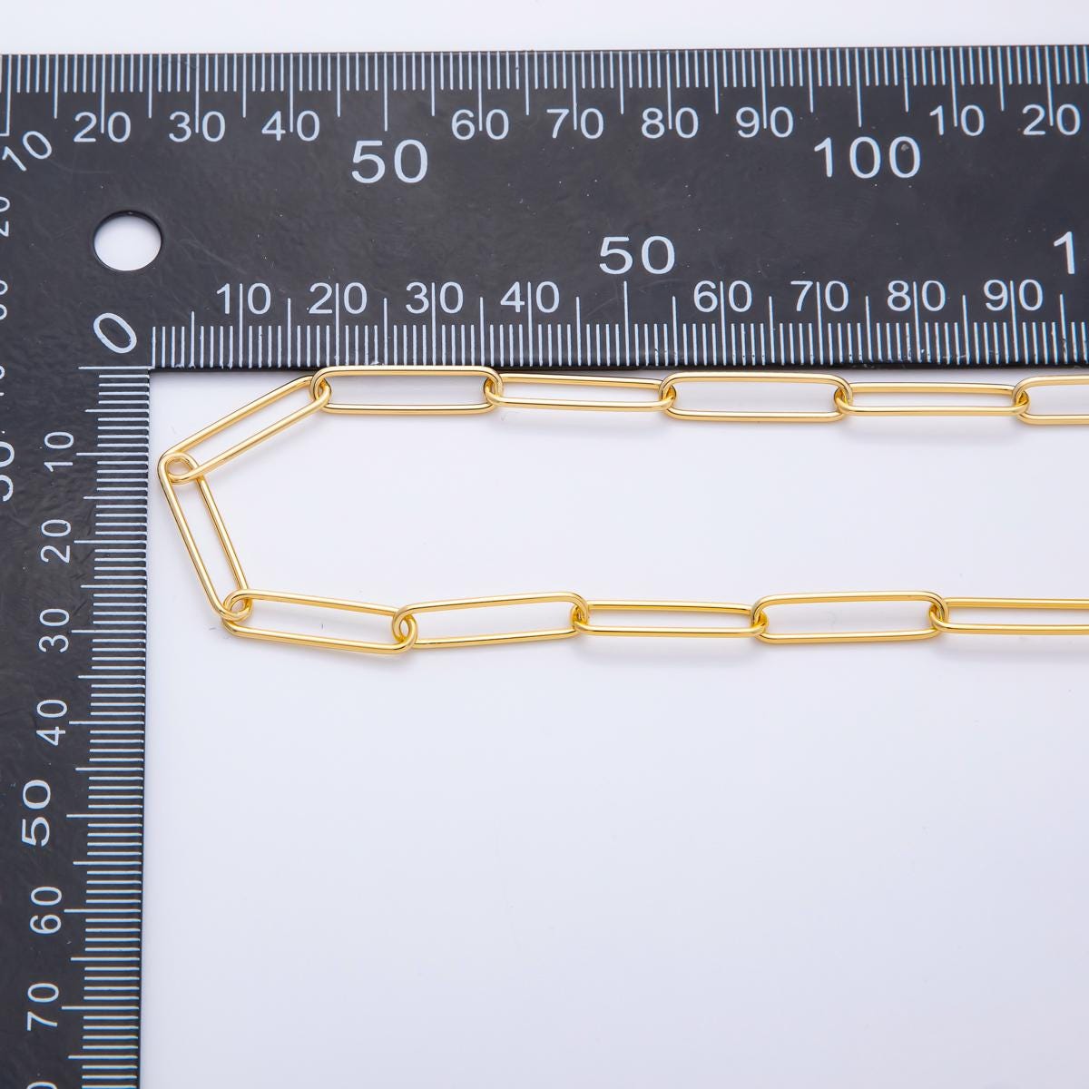 Gold stainless steel 20x5mm paperclip unfinished chain by yard tarnish free wholesale chain for necklace bracelet supply | ROLL-1703