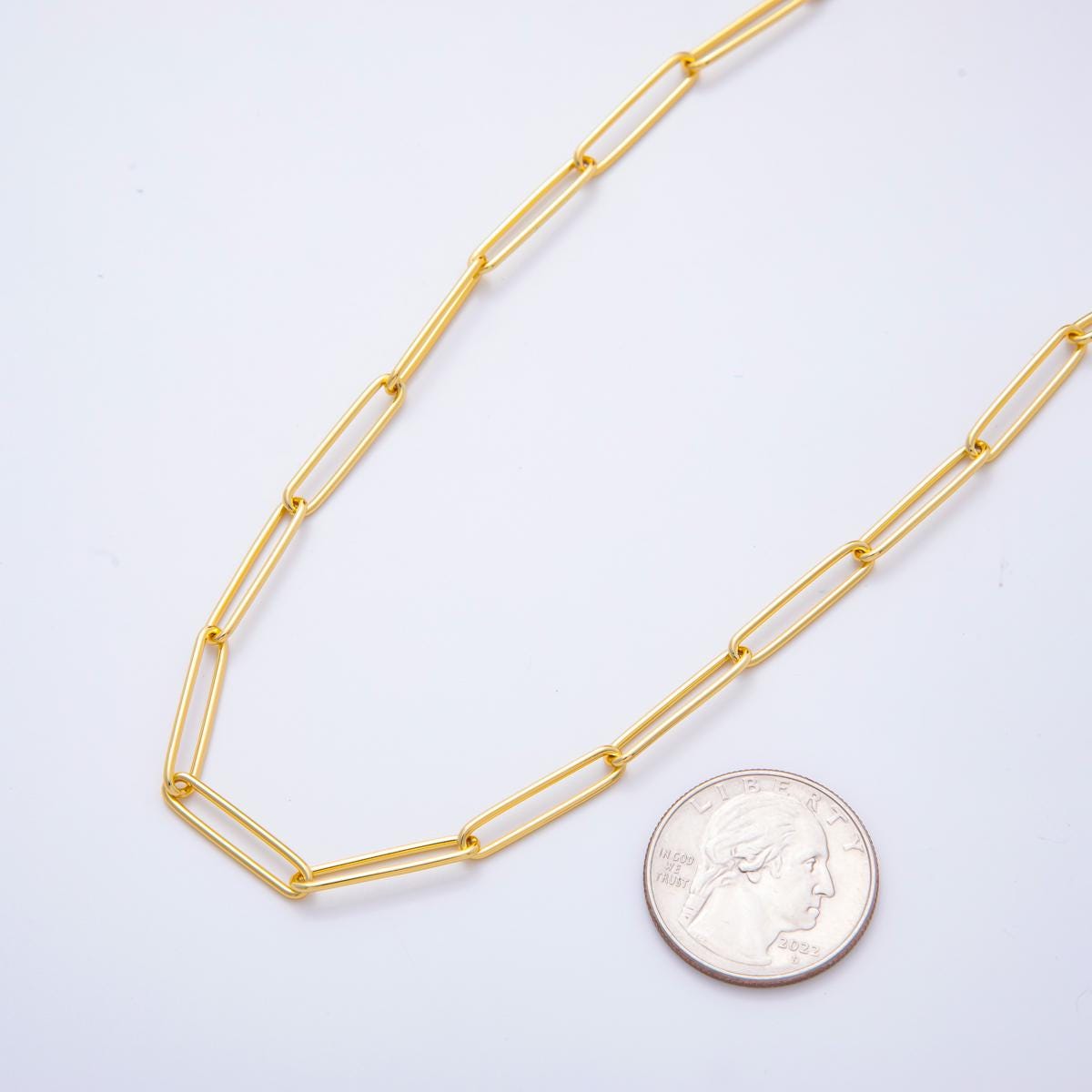 Gold stainless steel 20x4mm paperclip unfinished chain by yard tarnish free wholesale chain for necklace bracelet supply | ROLL-1704
