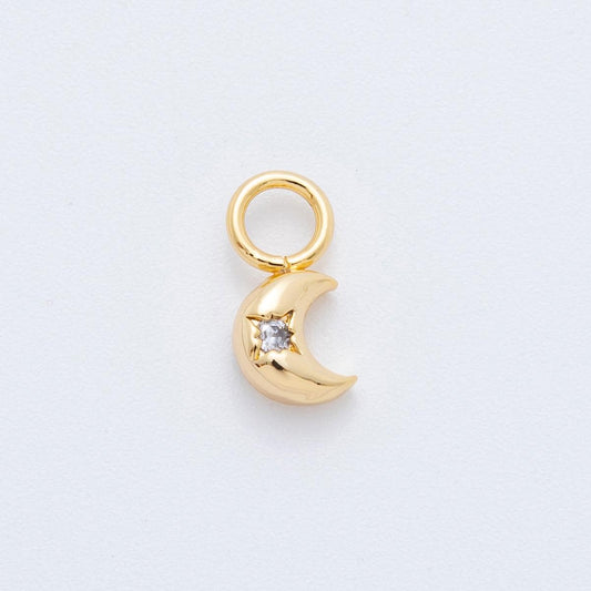 Tiny Gold Moon Charm for Hoop Earring Charm AH-922