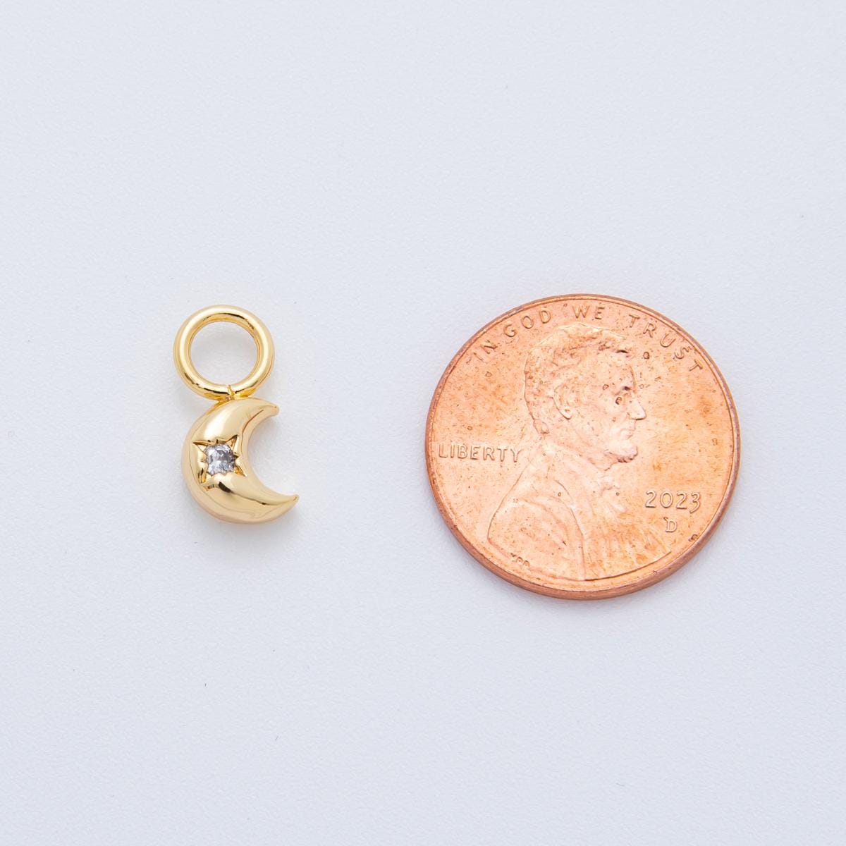 Tiny Gold Moon Charm for Hoop Earring Charm AH-922
