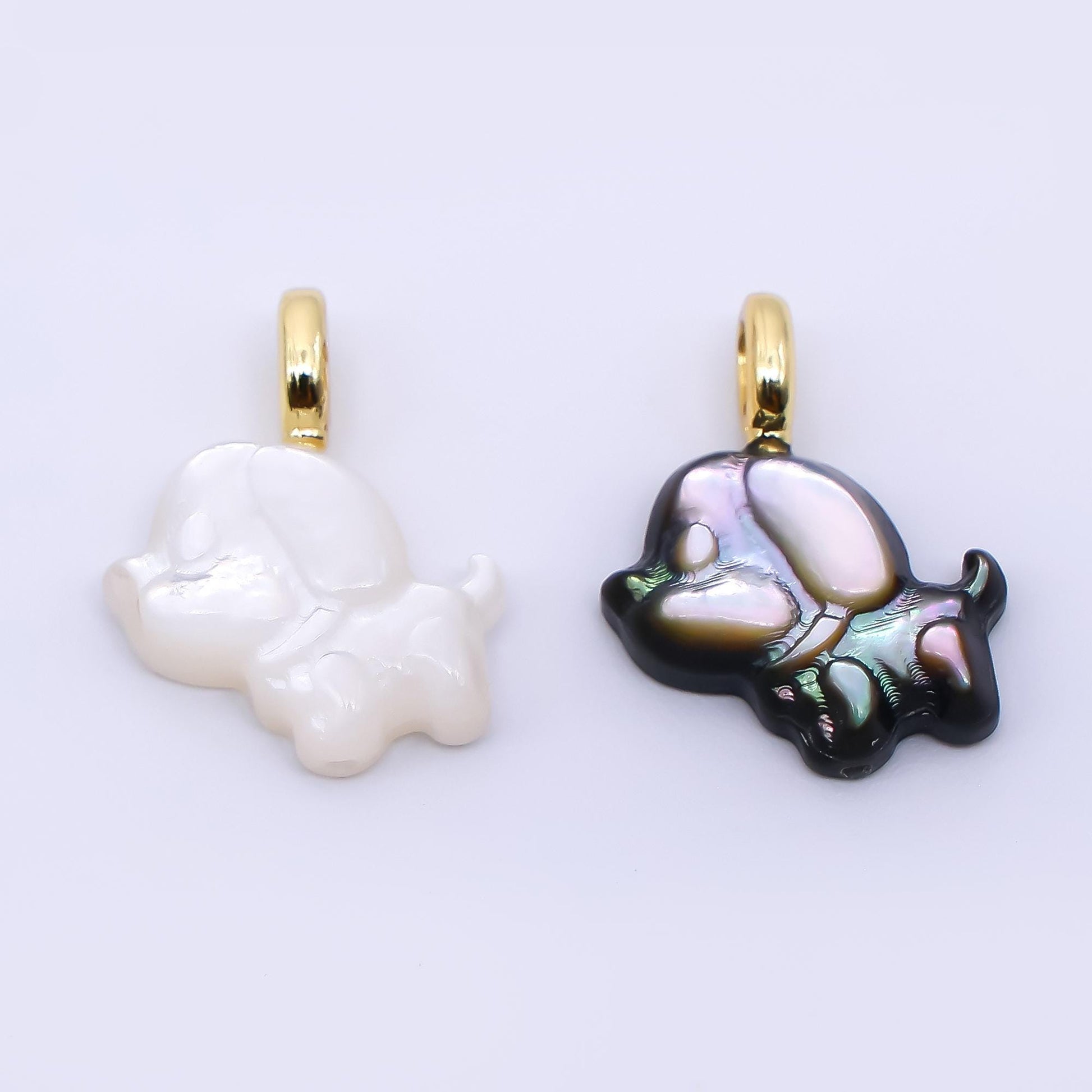 Dainty dog pendant lead nickel free 24k gold filled Pets charm abalone, pearl animal Doggy charm necklace bracelet jewelry making AF-564
