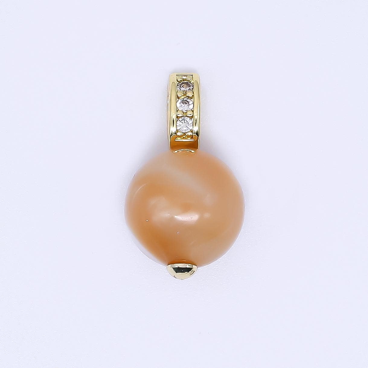 Mini Gold Filled Brown pearl charm 10 mm Round shape Shell Pearl charm CZ loop af-553