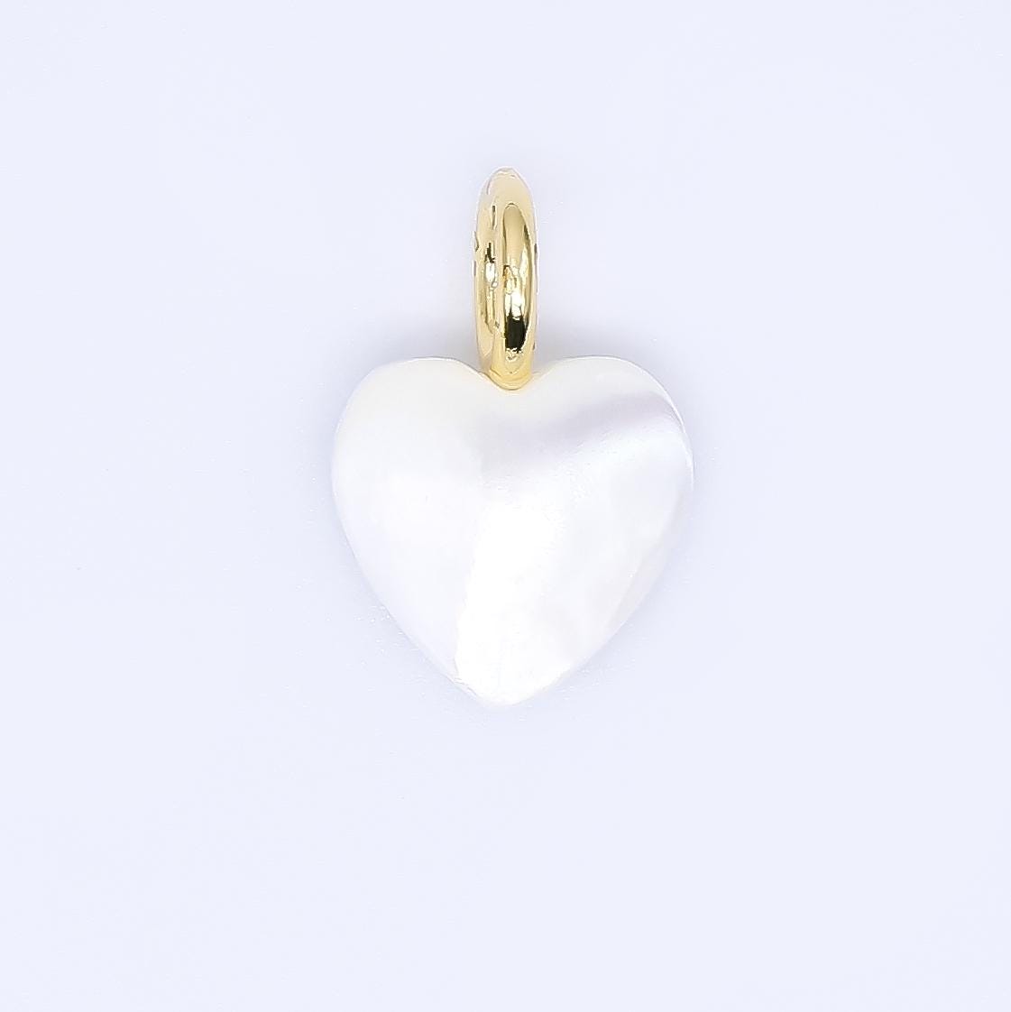 Dainty heart pearls charm gold white Shell Pearl for necklace bracelet earring wedding jewelry making minimalist P-1733