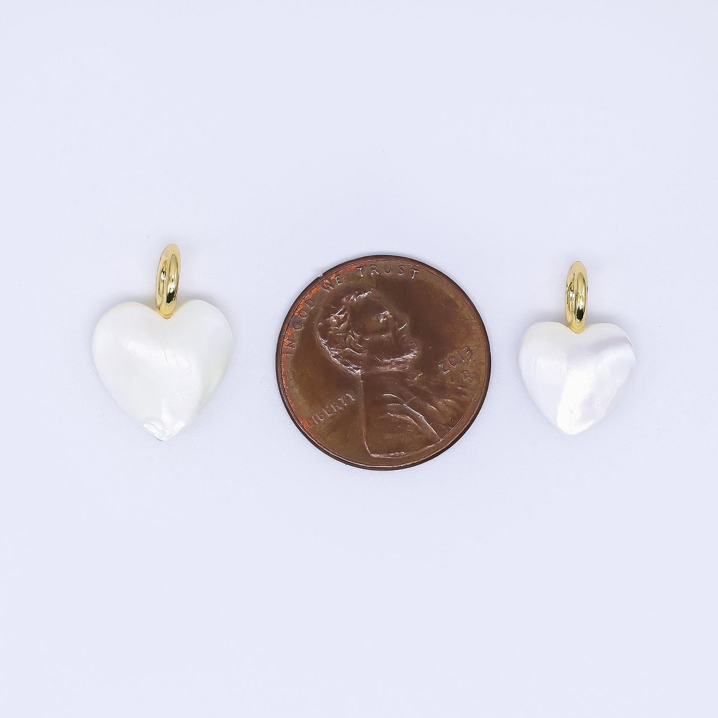 Dainty heart pearls charm gold white Shell Pearl for necklace bracelet earring wedding jewelry making minimalist P-1733