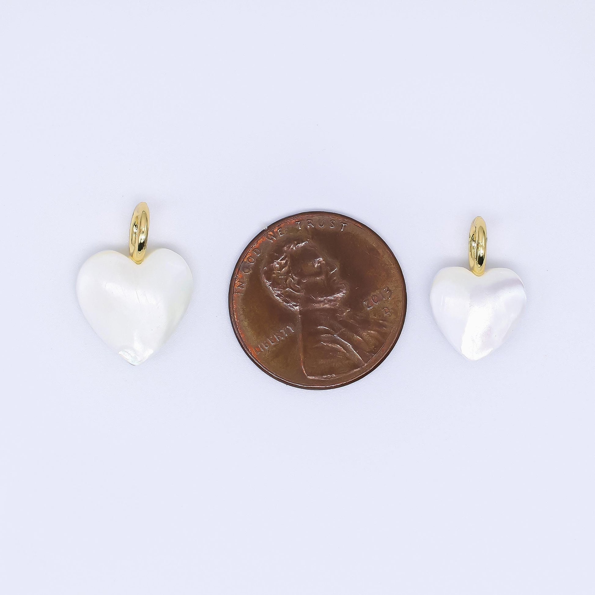 Dainty heart pearls charm gold white Shell Pearl for necklace bracelet earring wedding jewelry making minimalist P-1733