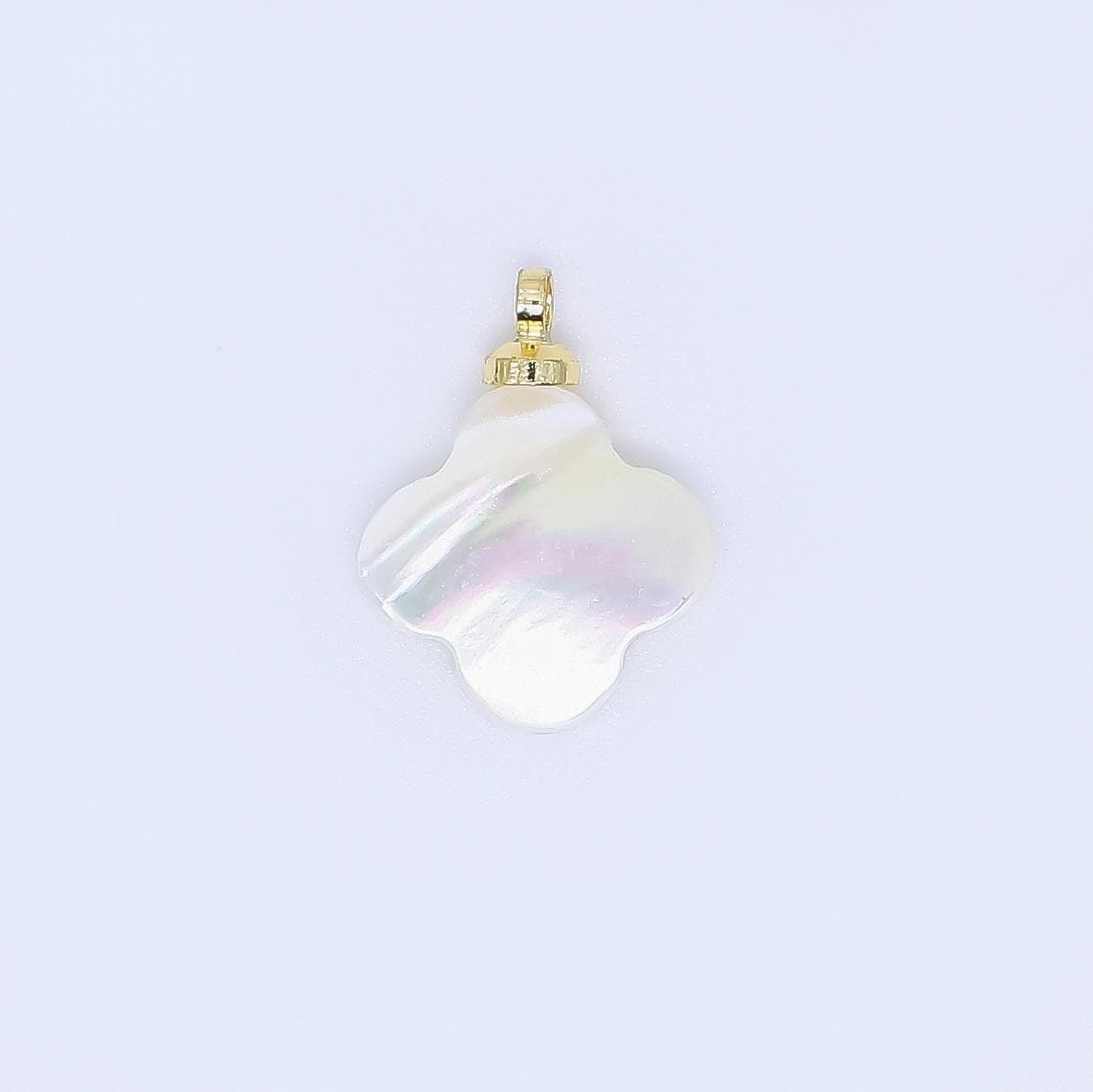24K Gold Filled White Shell Pearl Clover Charm | PA-1824