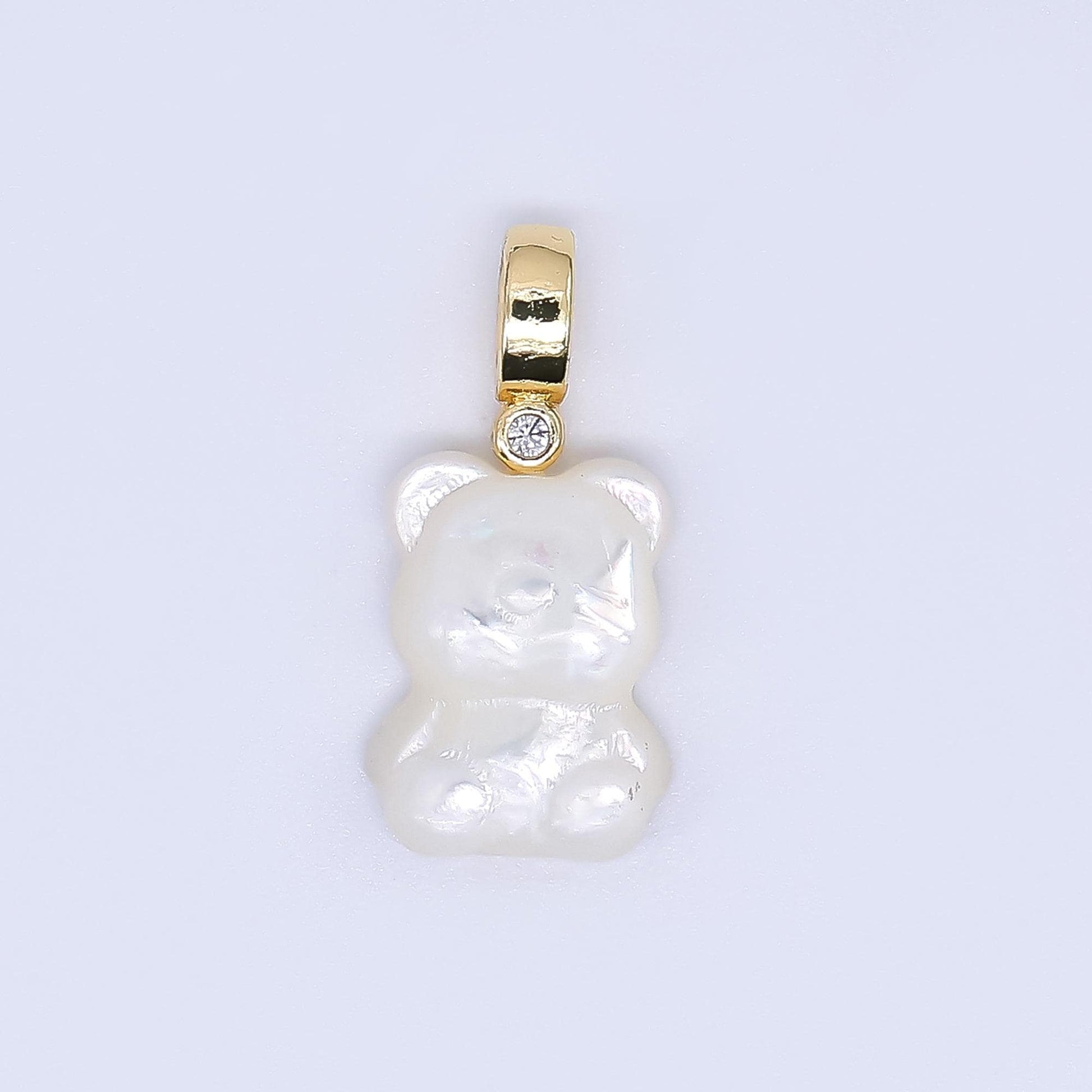 White 3d mini teddy bear pendant lead nickel free Pearl animal charm necklace bracelet jewelry making AF-558