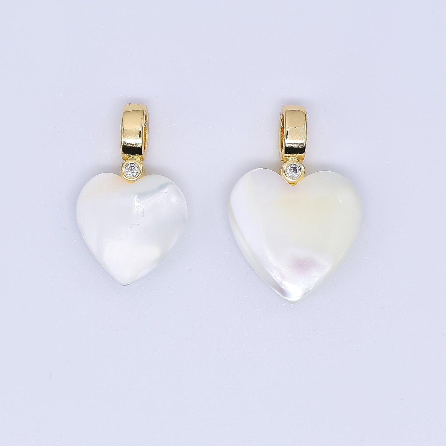 Dainty White heart pearls charm Snow Shell Pearl for necklace bracelet earring wedding jewelry making minimalist AF-557
