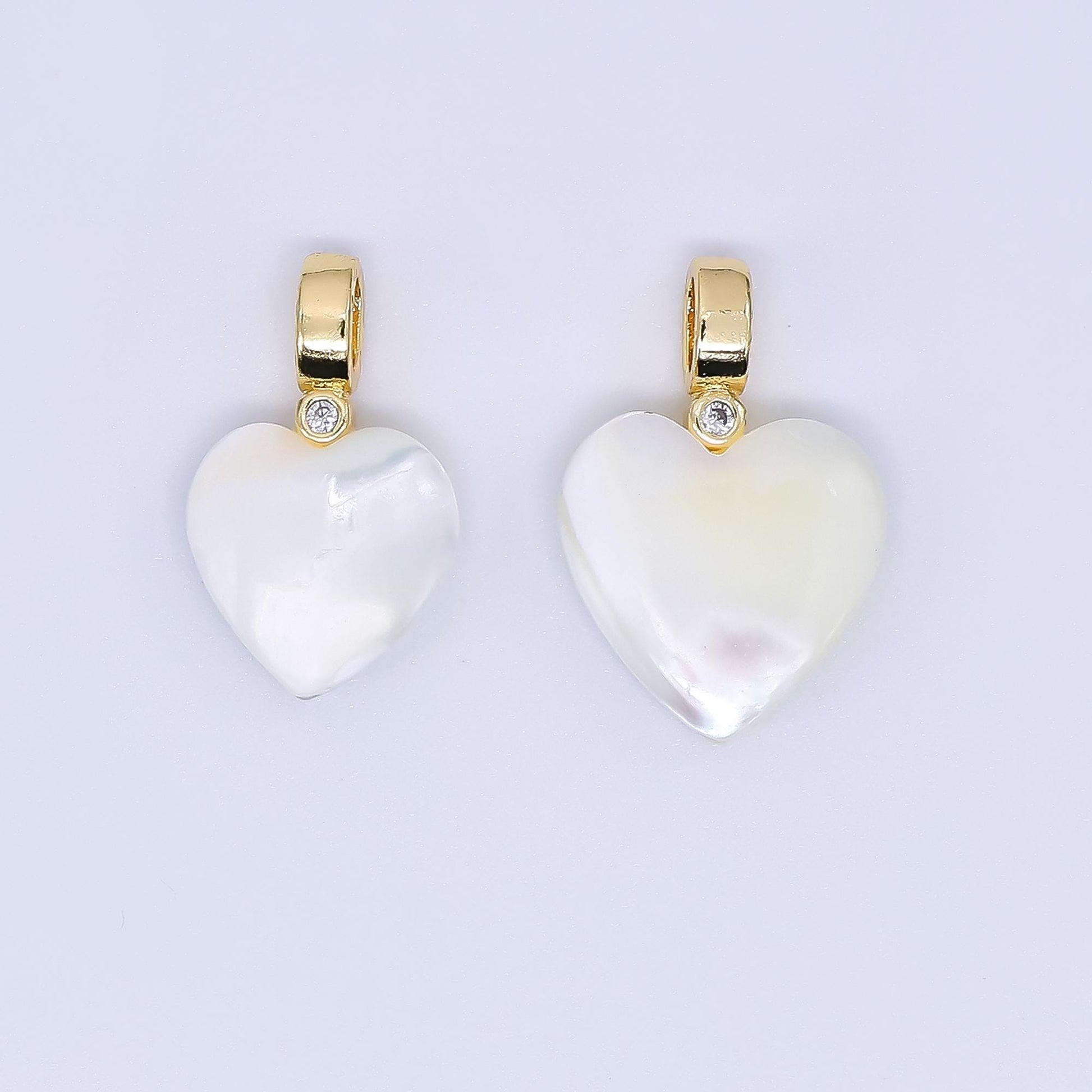 Dainty White heart pearls charm Snow Shell Pearl for necklace bracelet earring wedding jewelry making minimalist AF-557