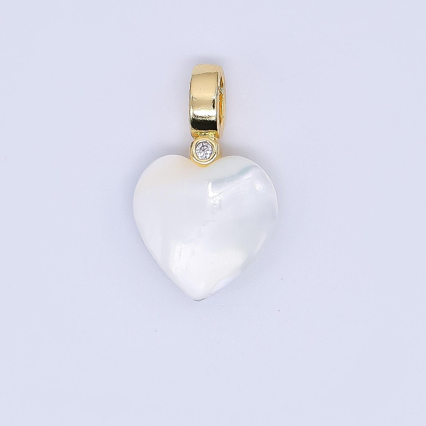 Dainty White heart pearls charm Snow Shell Pearl for necklace bracelet earring wedding jewelry making minimalist AF-557