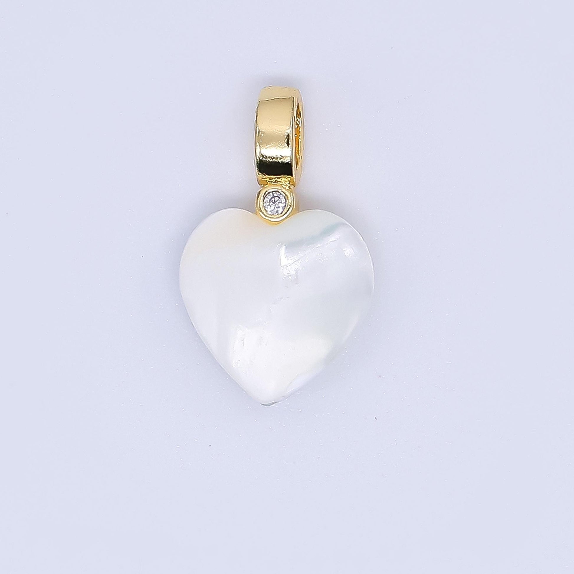 Dainty White heart pearls charm Snow Shell Pearl for necklace bracelet earring wedding jewelry making minimalist AF-557