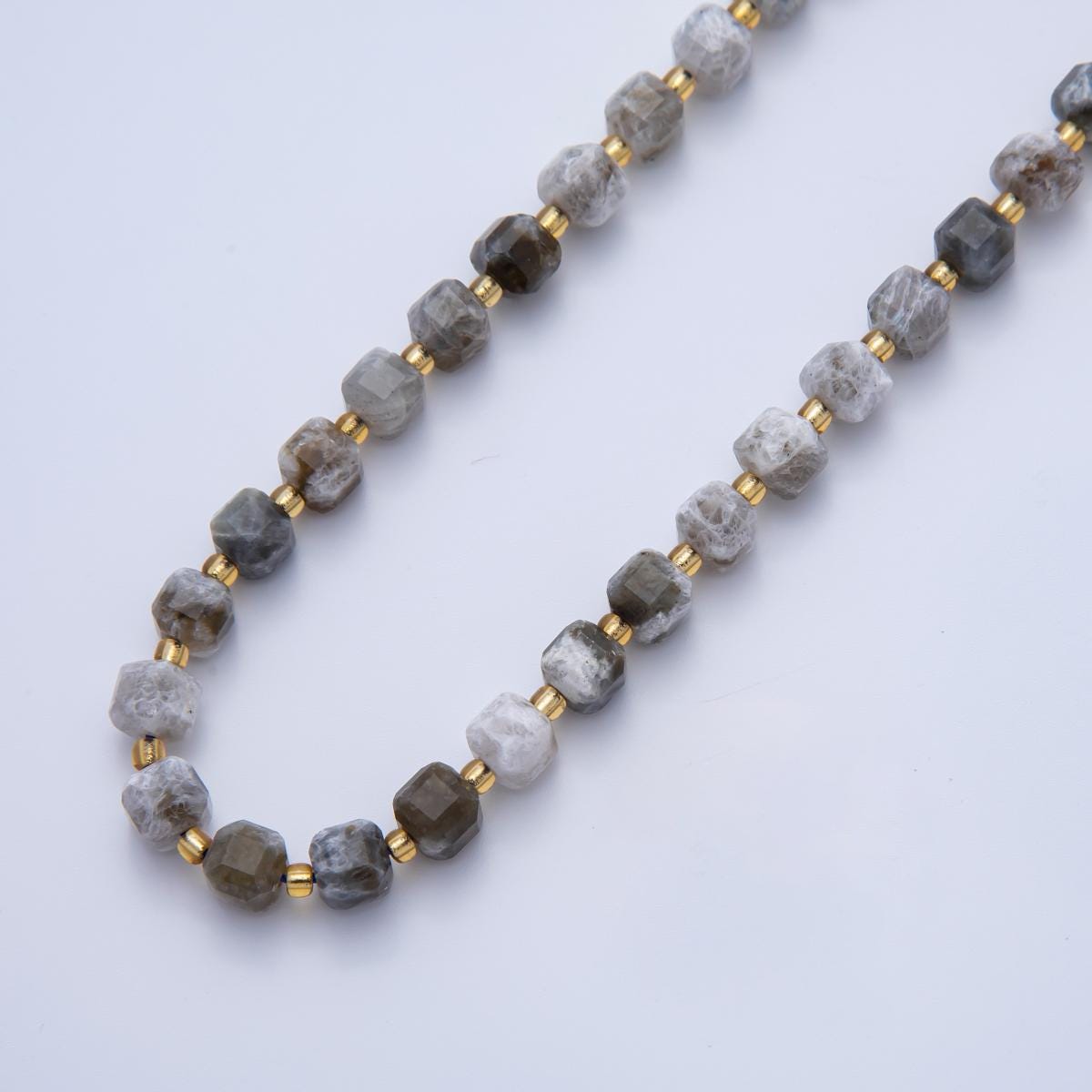 Labradorite Natural Gemstone 6.5mm Faceted Cube Dice Square Beads Strand | WA-3553