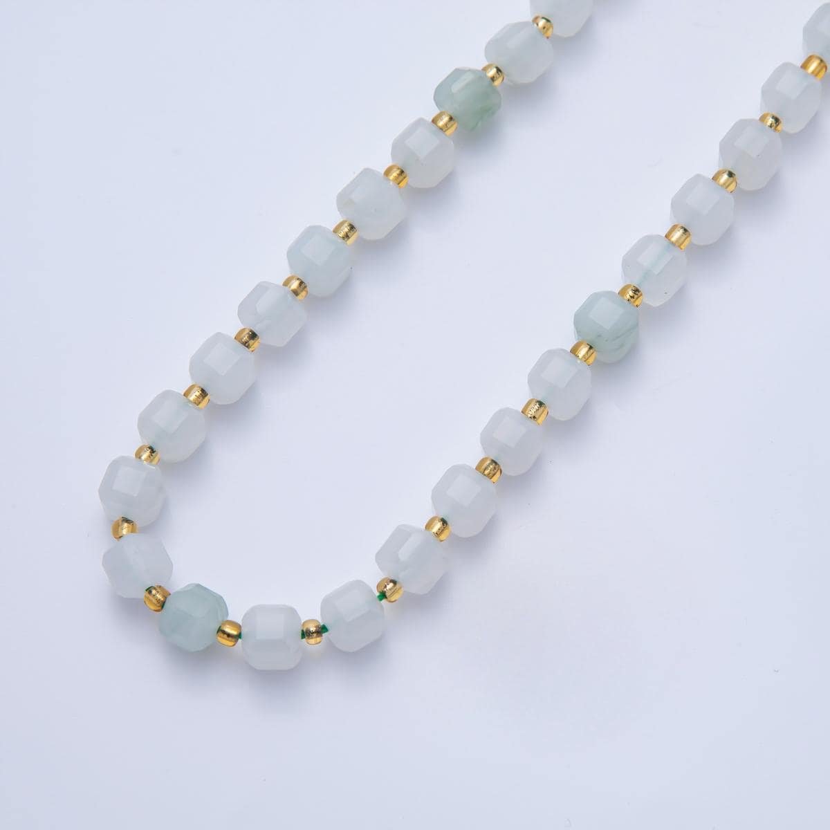 Green Jade Natural Gemstone 6.5mm Faceted Cube Dice Square Beads Strand | WA-3556