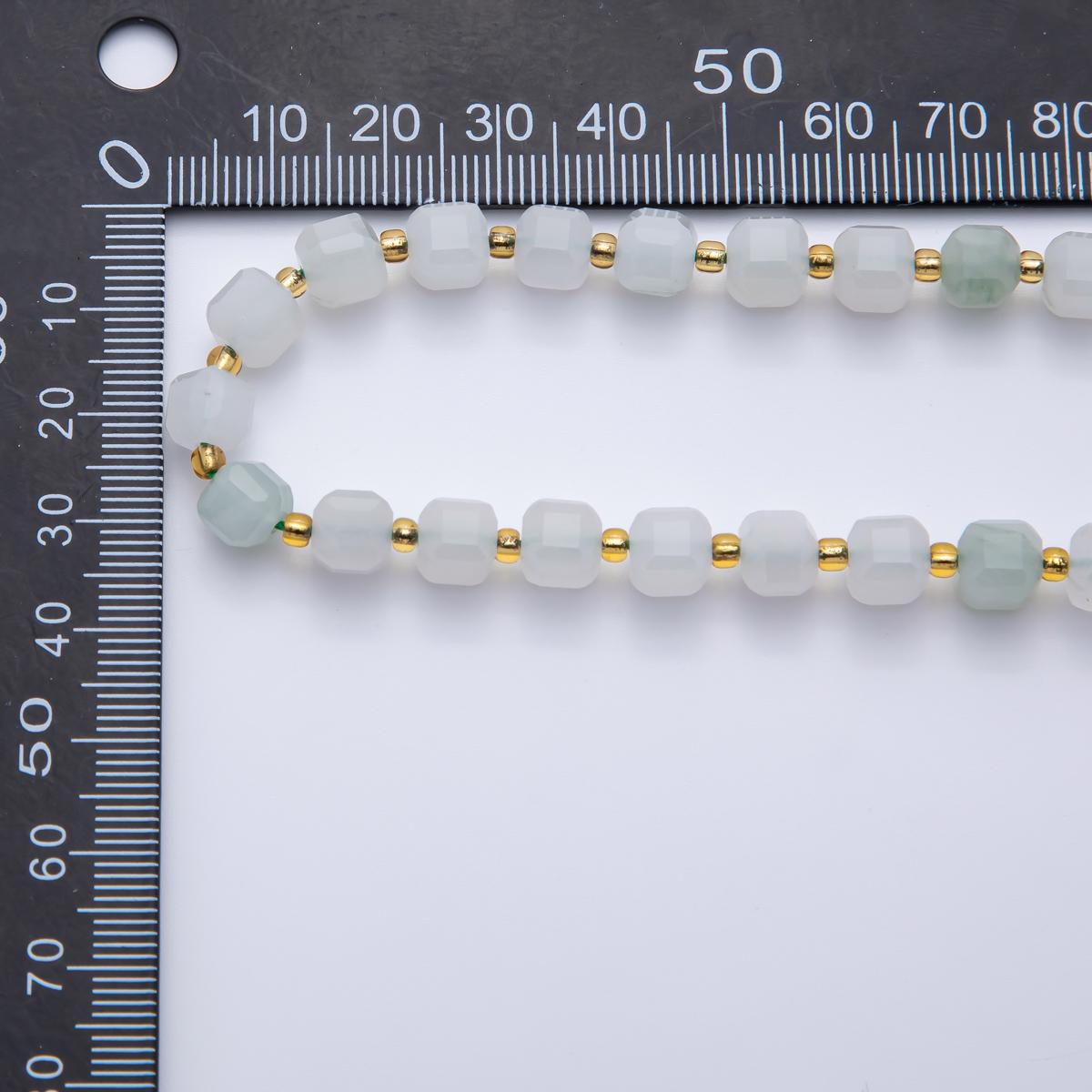 Green Jade Natural Gemstone 6.5mm Faceted Cube Dice Square Beads Strand | WA-3556