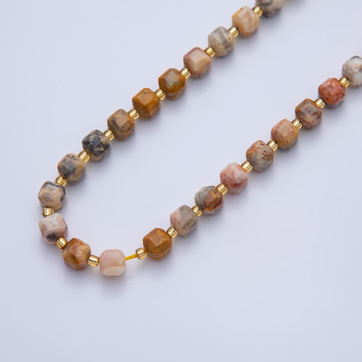 Dark Brown Crazy Agate Natural Gemstone 6.5mm Faceted Cube Dice Square Beads Strand | WA-3559