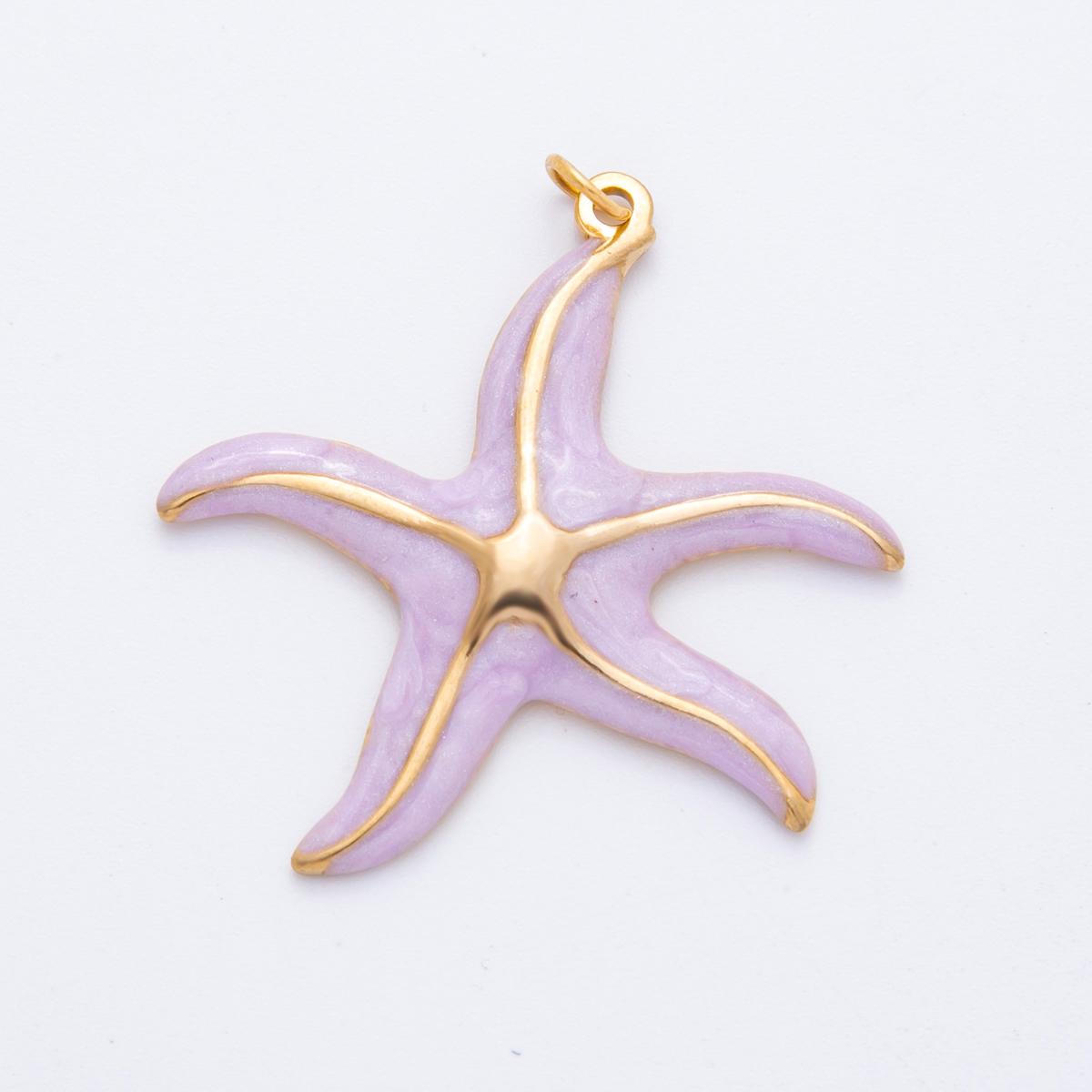 Pastel Color Enamel Star Fish PVD Gold Plated Steel Starfish Beach Under the Sea Animal Charm | J-493